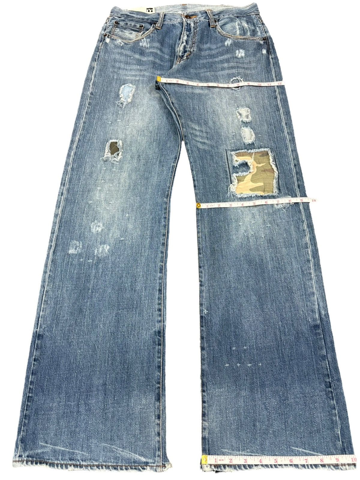 Japanese Brand Vintage Japanese Brand Patches Distressed Bootcut Flare Jean Size US 31 - 12 Thumbnail
