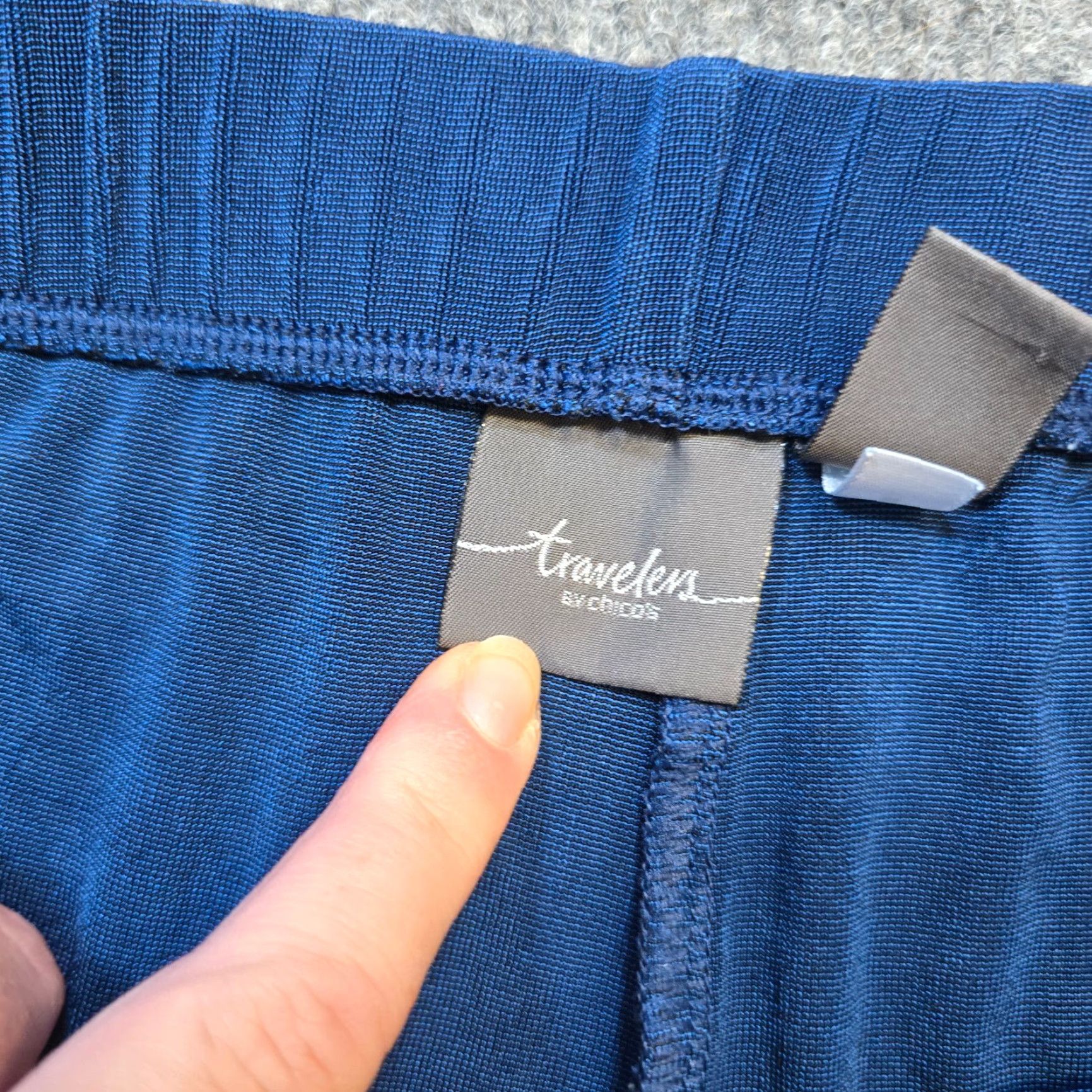 Vintage Chicos Pants Womens Large Blue Stretch Tapered Pull On Career Dress Pants Size 24" / US 00 / IT 34 - 3 Thumbnail