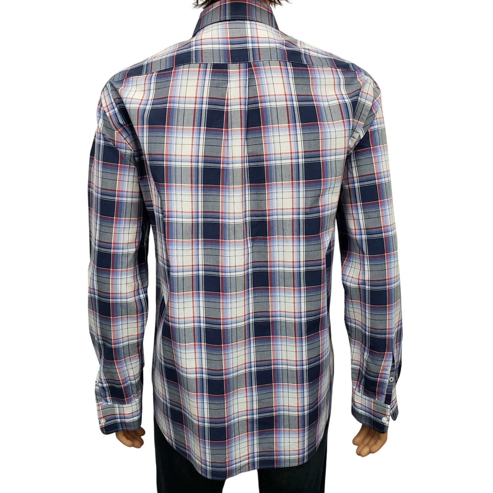 J.McLaughlin J. McLaughlin Contrast Collar Flip Cuff Shirt XL Plaid Check Size US XL / EU 56 / 4 - 11 Thumbnail