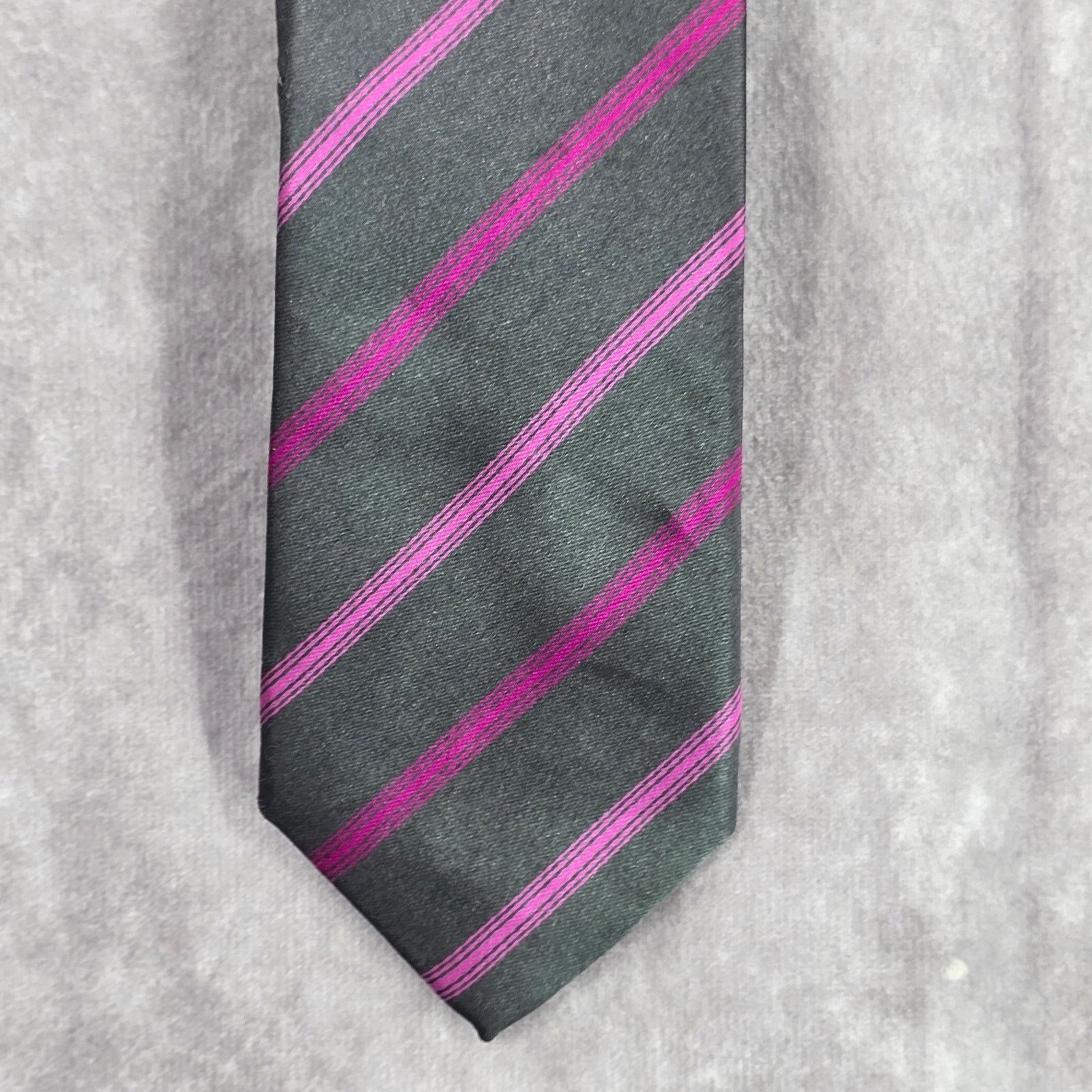 Alfani Alfani Gray Purple Stripe Narrow 100% Polyester Neck Tie Size 30 - 1 Thumbnail