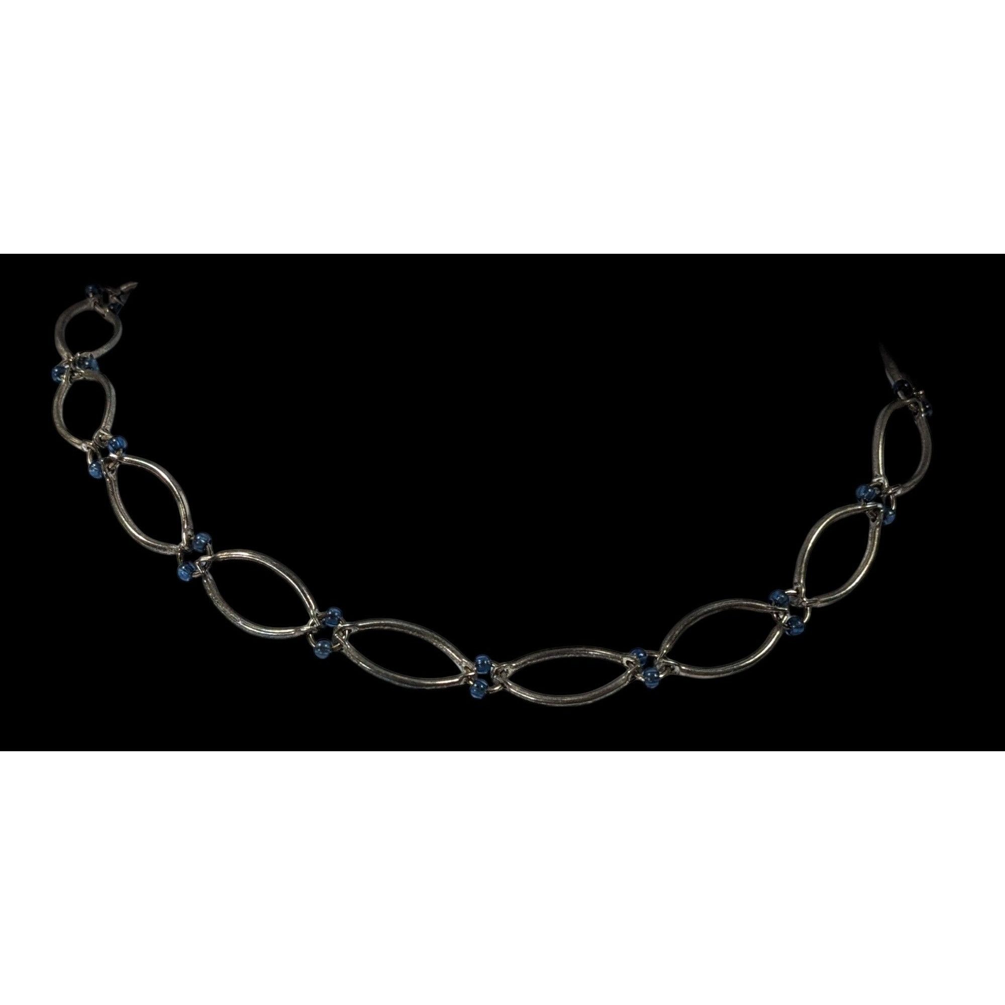 Other 90s Style Blue And Silver Tone Loop Link Necklace Size ONE SIZE - 4 Thumbnail