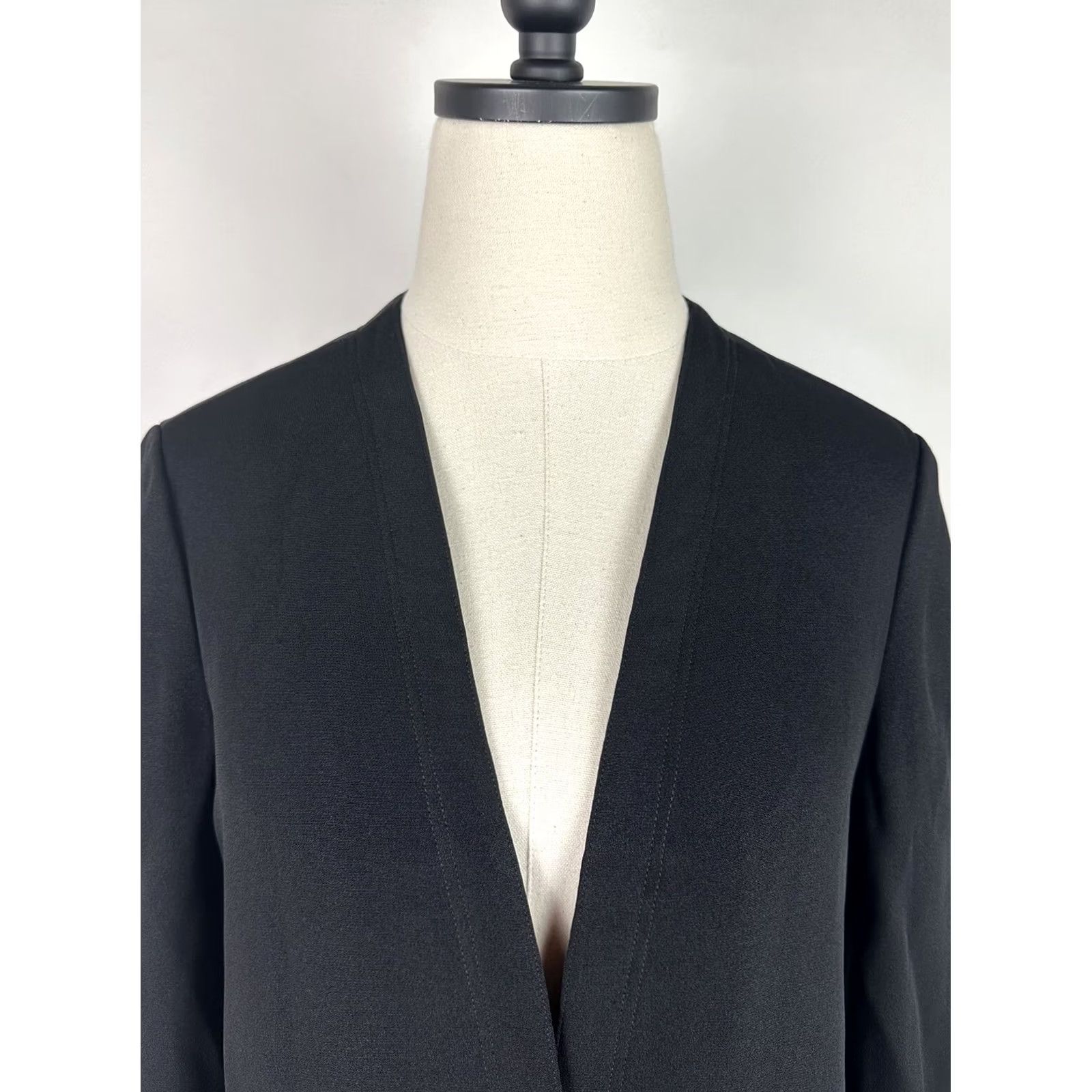 Anne Klein VINTAGE Anne Klein Jacket Womens S Black Rayon Crepe Short Sleeve Button Front 80s Preppy Retro Bohemian - Mens? Size S / US 4 / IT 40 - 3 Thumbnail