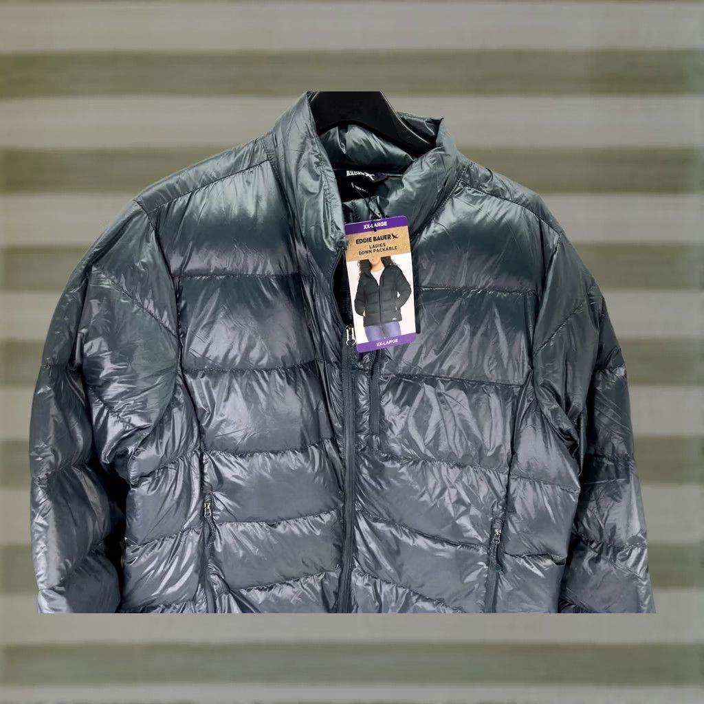 Eddie Bauer Eddie Bauer Down Puffer Jacket Coat Women 2XL Blue Packable Full Zip NWT Size XXL / US 16-18 / IT 52-54 - 1 Thumbnail