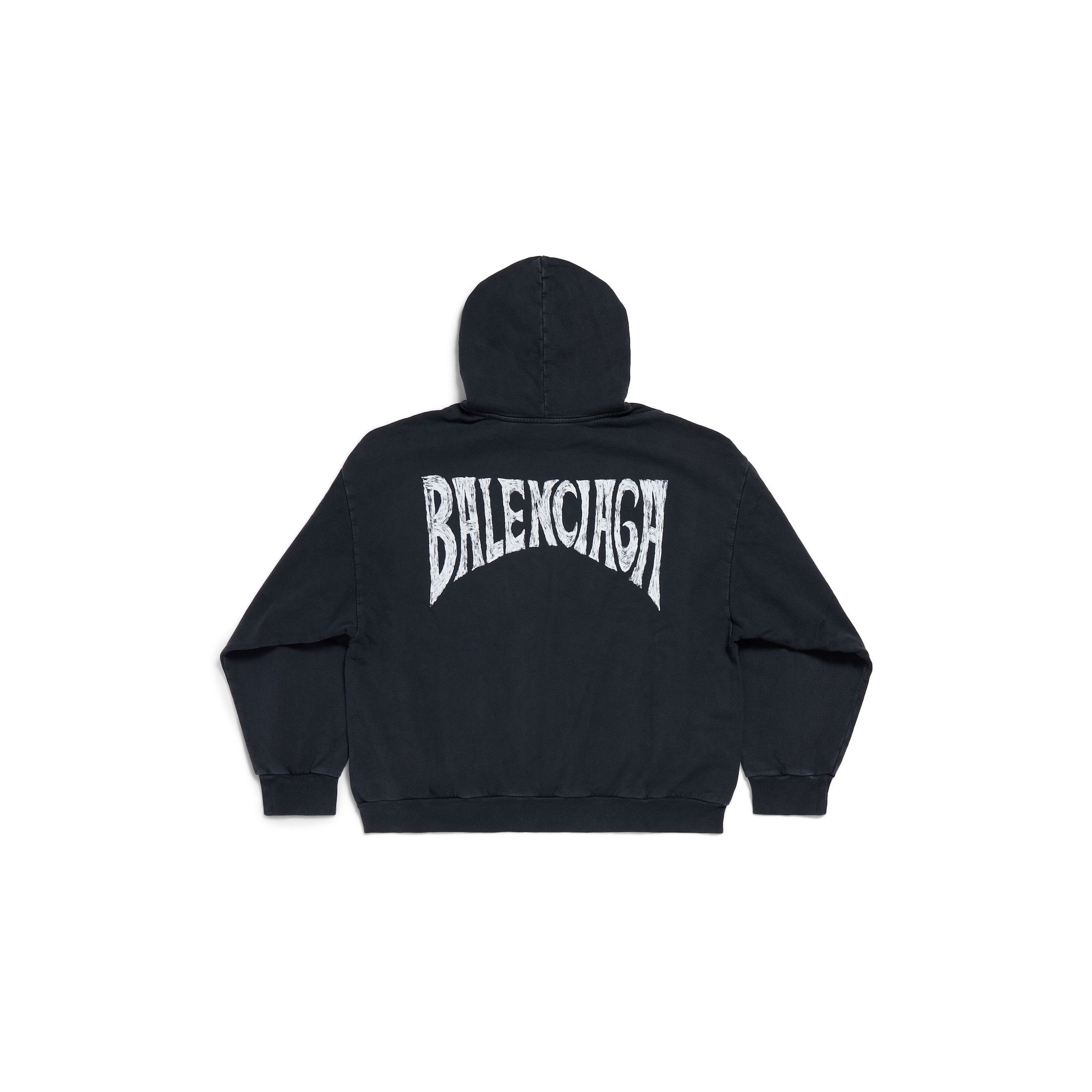 Balenciaga o1la1rc1a0226 Hand-Drawn Hoodie Medium Fit In Black Size US M / EU 48-50 / 2 - 6 Thumbnail