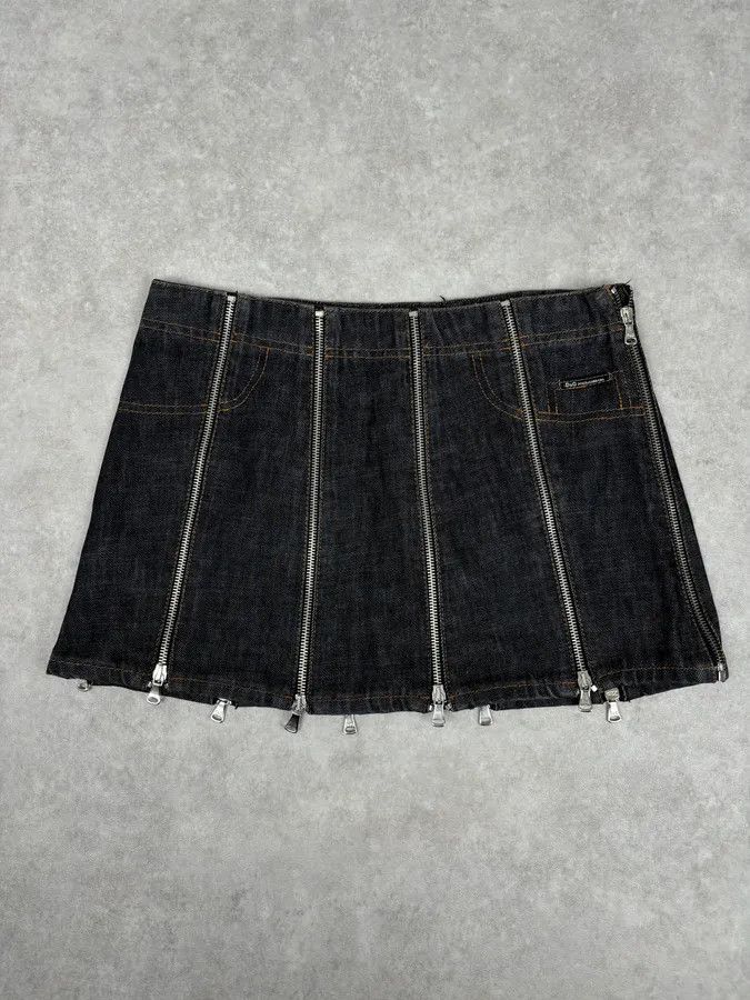 Dolce & Gabbana SS2003 Dolce & Gabbana Navy Denim Multi-Zip Skirt Size 28" / US 6 / IT 42 - 4 Thumbnail