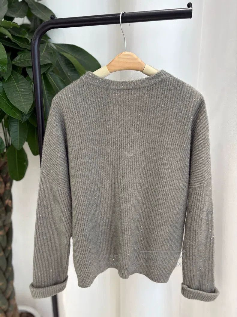 Brunello Cucinelli Brunello Cucinelli Cashmere Wool Sequined Knit Top Size M / US 6-8 / IT 42-44 - 2 Thumbnail