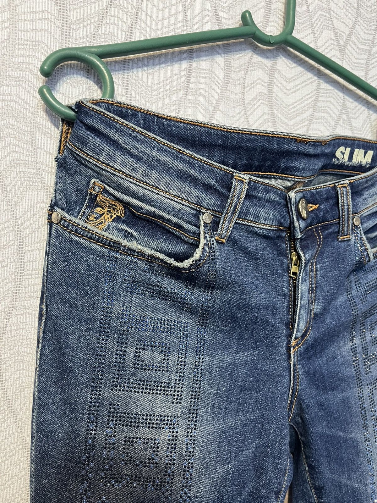 Versace Gianni Versace Blue Slim Jeans Strass Lamp Shade Size 26" / US 2 / IT 38 - 6 Thumbnail
