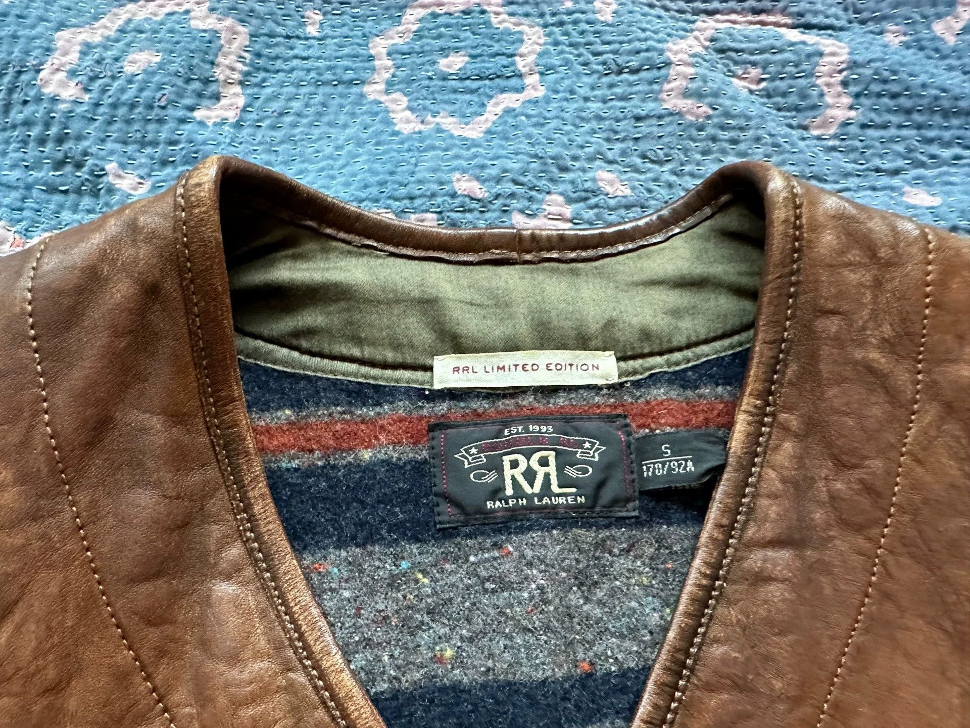 RRL Ralph Lauren RRL LTD Distressed Leather Vest S Blanket Lining Size US S / EU 44-46 / 1 - 5 Thumbnail