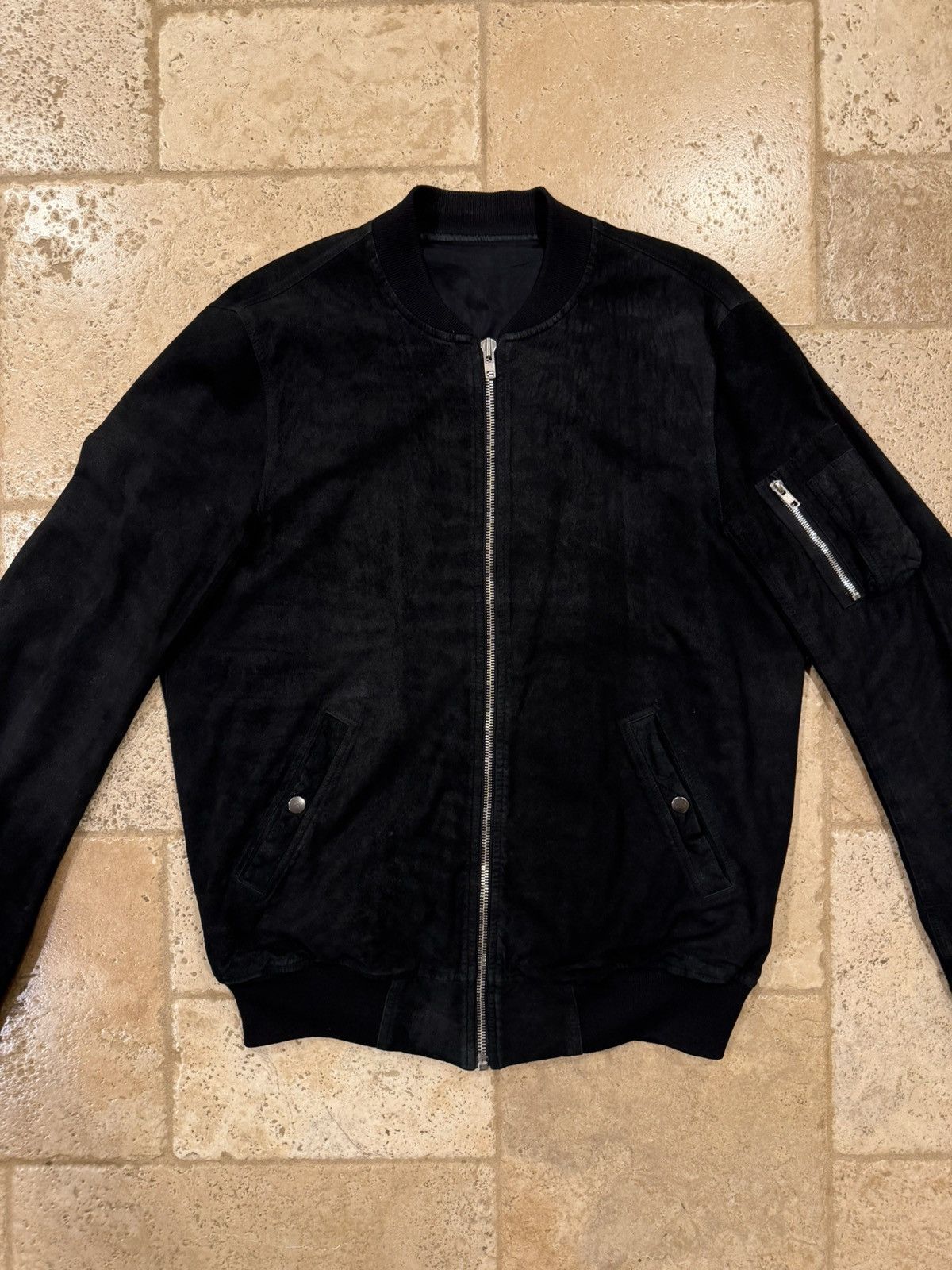 Rick Owens Rick Owens Flight Blistered Lamb Leather Black Bomber Jacket Size US XL / EU 56 / 4 - 4 Thumbnail