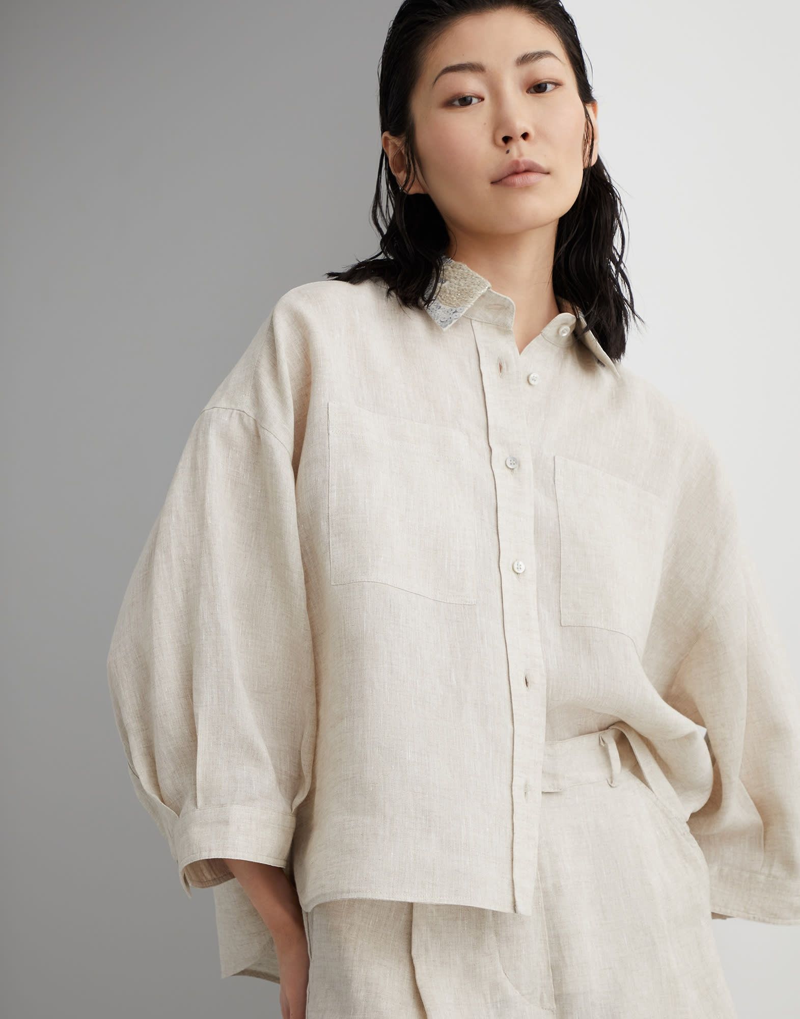 Brunello Cucinelli o1w1db10825 Blouse in Light Beige Size XL / US 12-14 / IT 48-50 - 4 Thumbnail