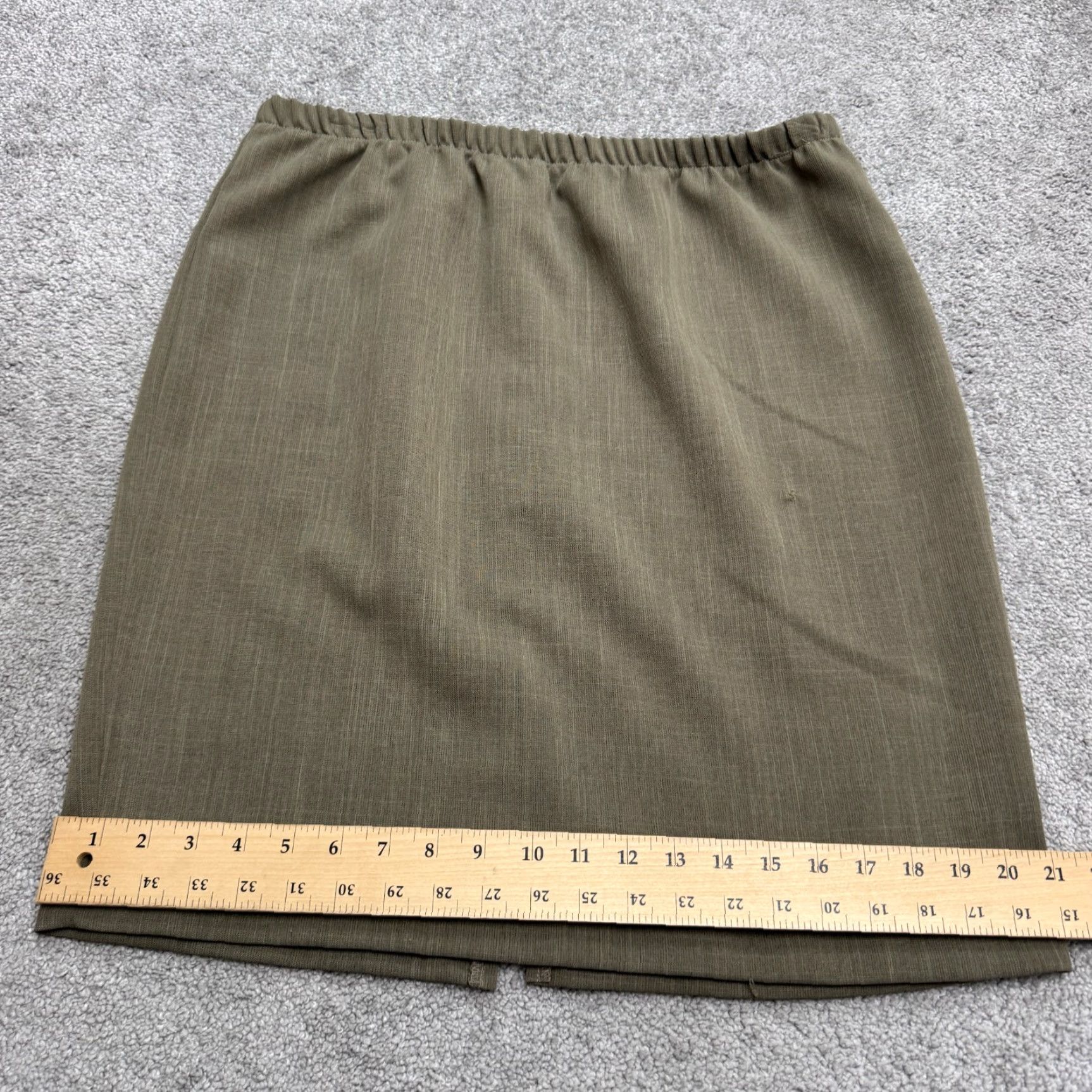 Vintage Vintage 90s Pull On Pencil Skirt Women XL Petite Brown Elastic Waist Knee Length Size 40" / US 18 - 7 Thumbnail