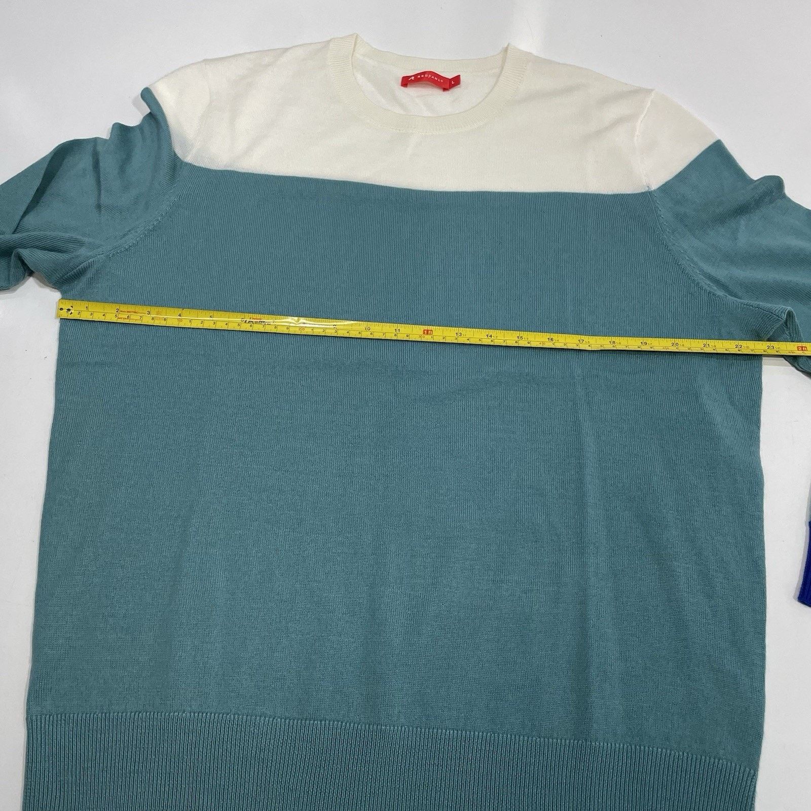Nordstrom Redvanly Merino Wool Pullover Sweater White Teal Colorblock Size US L / EU 52-54 / 3 - 5 Thumbnail