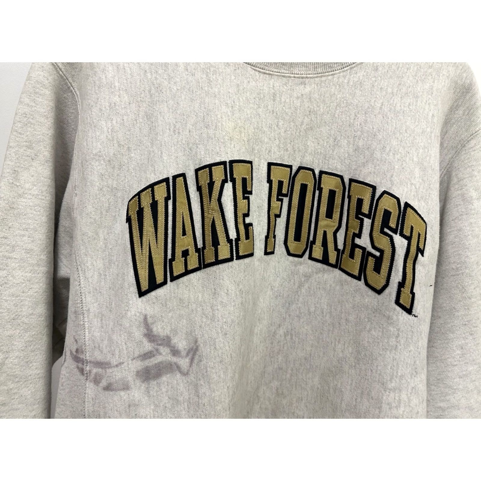 Champion VTG Champion Sweatshirt Thrashed Worn Reverse Weave Wake Forest Demon Deacons M Men Medium Heather Gray Pullover Grunge Distressed Size US M / EU 48-50 / 2 - 6 Thumbnail