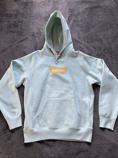 Supreme box logo store hoodie ice blue