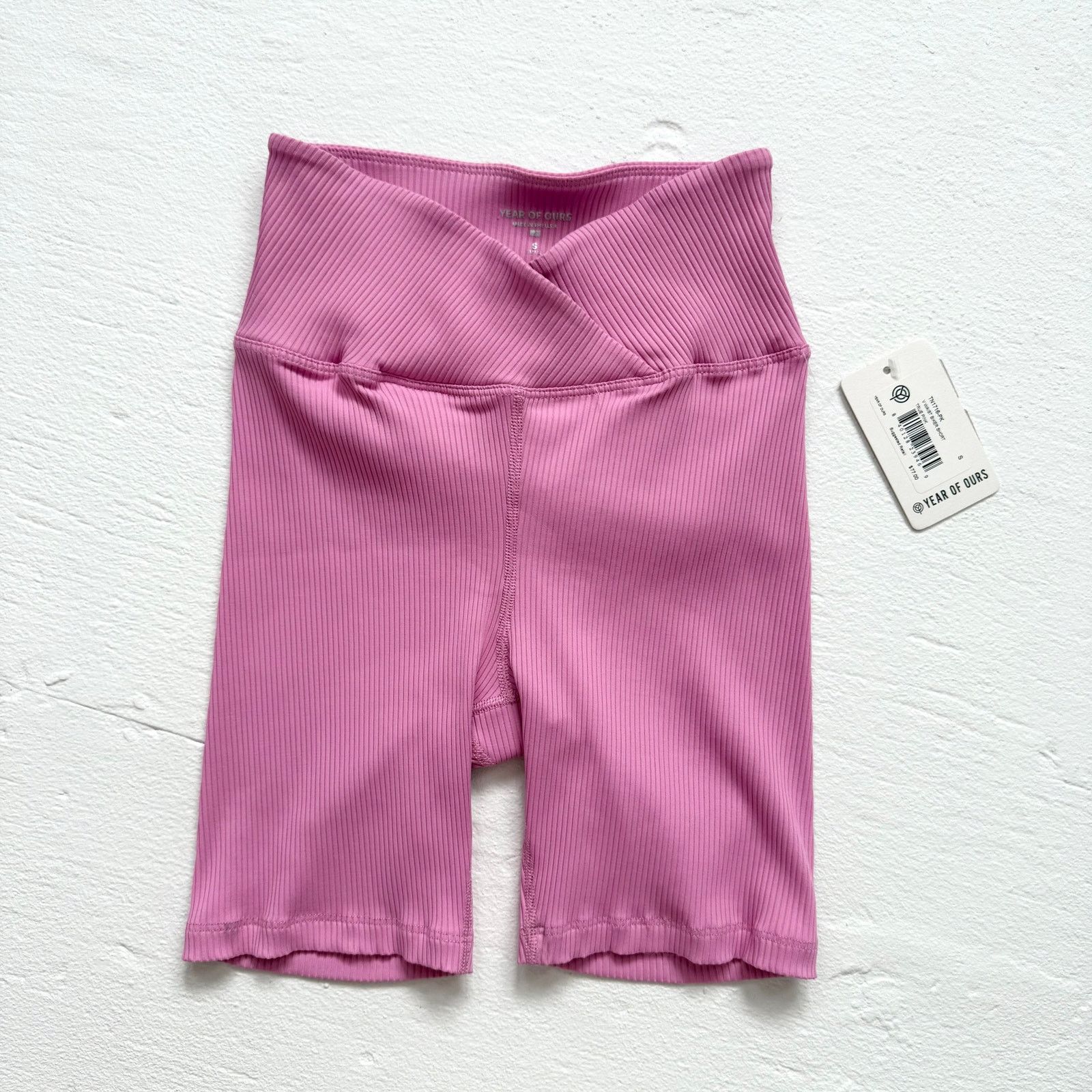 Other Carbon38 Year Of Ours Pink Ribbed Crossover Biker Shorts, S Size 28" / US 6 / IT 42 - 1 Thumbnail