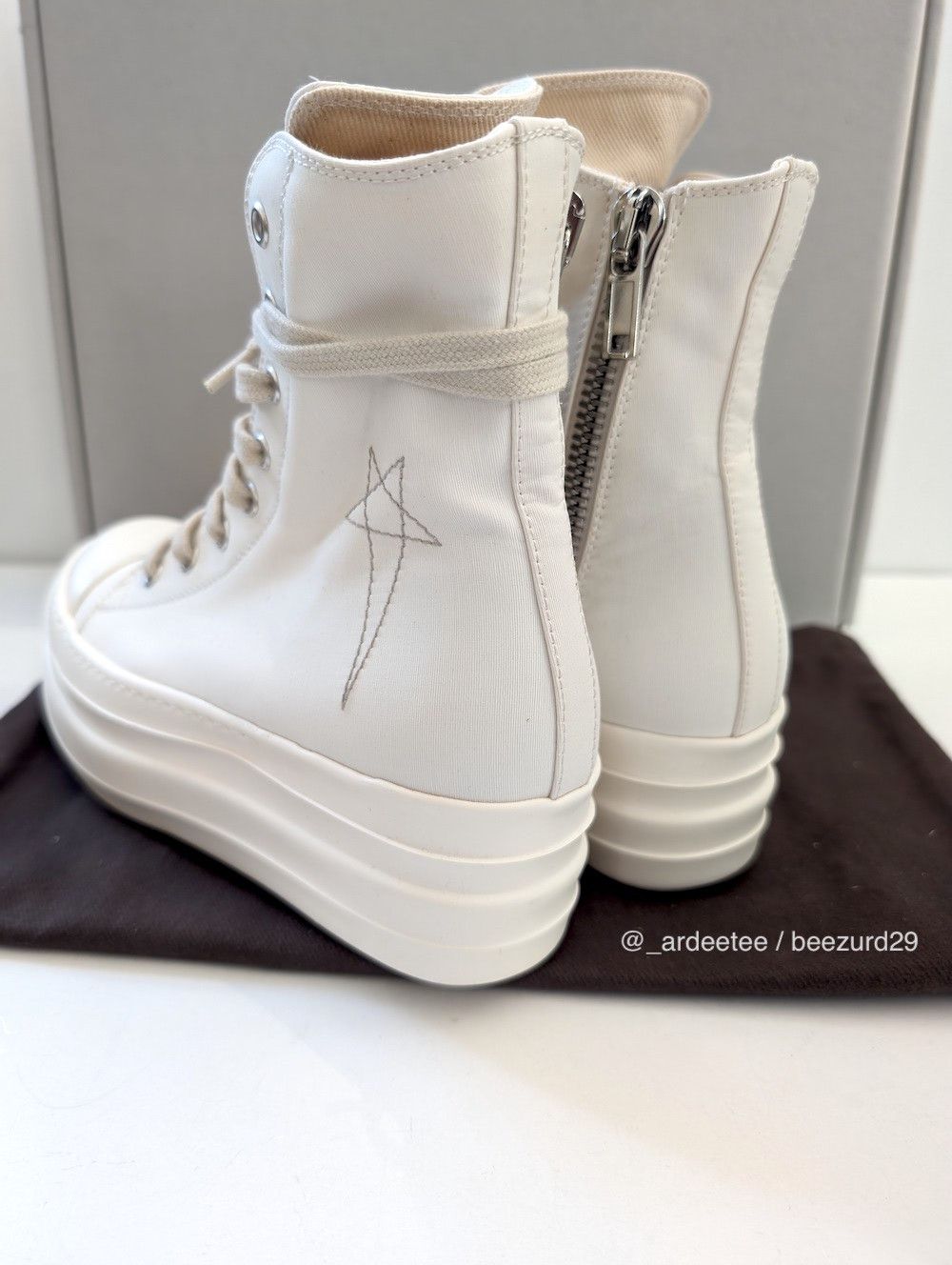 Rick Owens Drkshdw *NEW* SS20 PENTAGRAM DOUBLE BUMPER RAMONES CHALK WHITE 36 Size US 6 / IT 36 - 5 Thumbnail