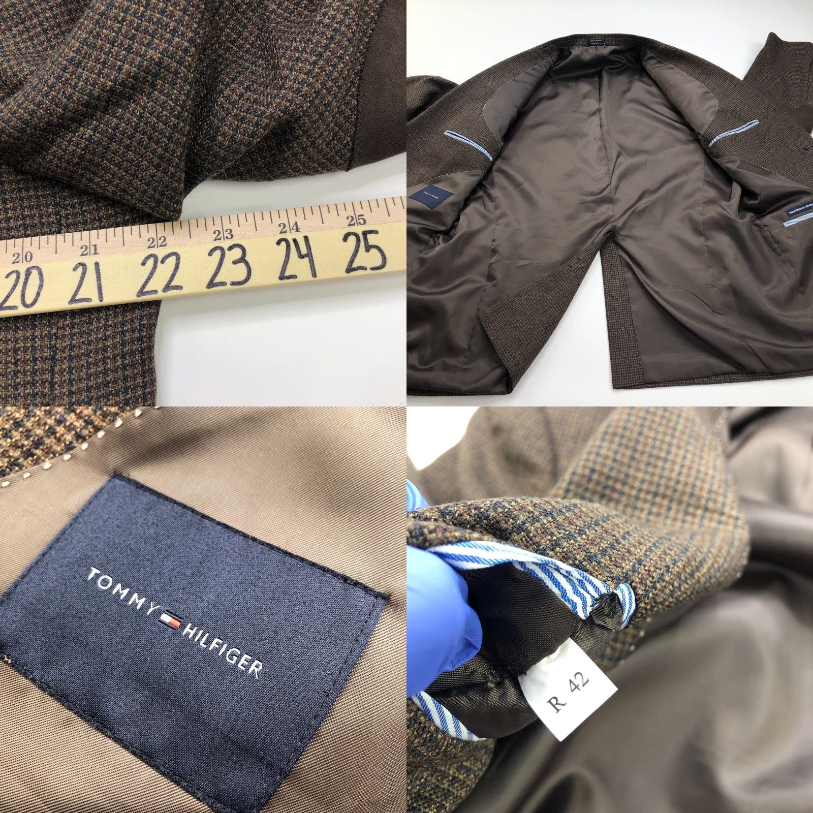 Tommy Hilfiger Tommy Hilfiger Sport Coat Jacket Elbow Patch 42 R Wool Brown Notch Lapel Single-Breasted 2-Button 4-Button Sleeve Vintage No Mens Regular Coat Size US XS / EU 42 / 0 - 9 Thumbnail