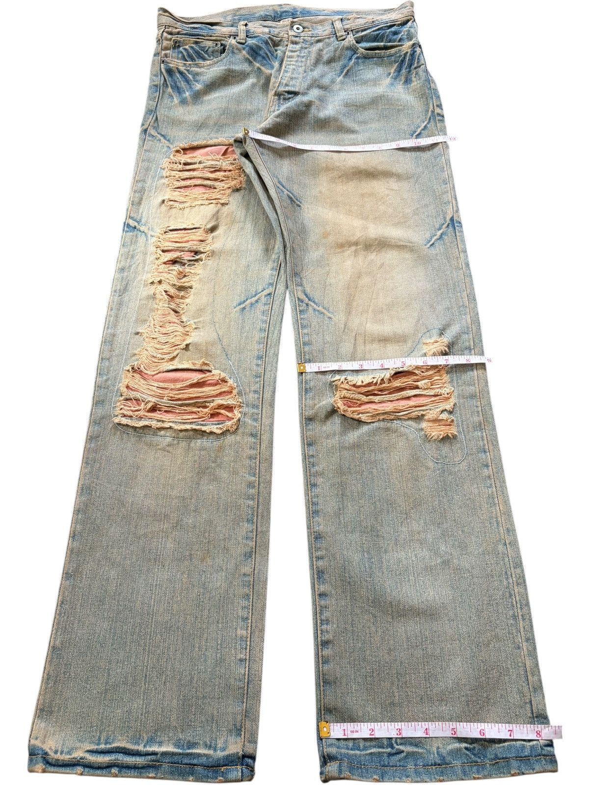 Kapital Vintage Japanese Brand Rusty Wash Distress Patch Loose Jeans Size 33" - 8 Thumbnail