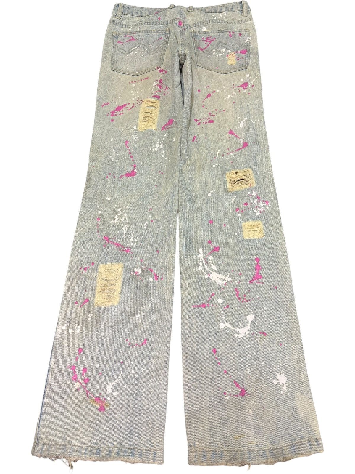 Hysteric Glamour Vintage Japanese Brand Paint Distress Flare Jeans Size 28" / US 6 / IT 42 - 2 Thumbnail