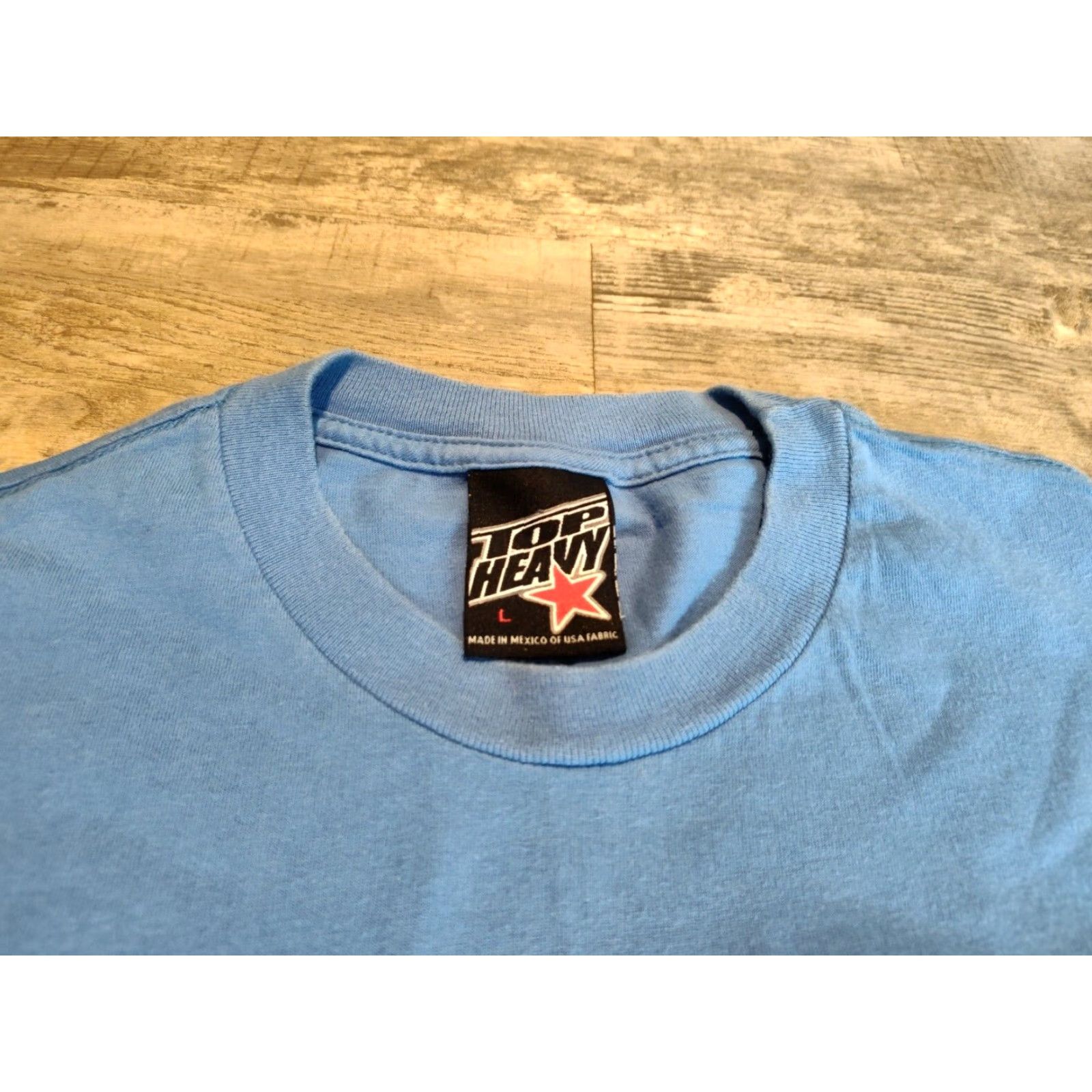 Both VINTAGE Top Heavy T-Shirt Mens Blue Size L Regular Fit Short Sleeve Round Neck Funny Y2K Theme Size US L / EU 52-54 / 3 - 6 Thumbnail