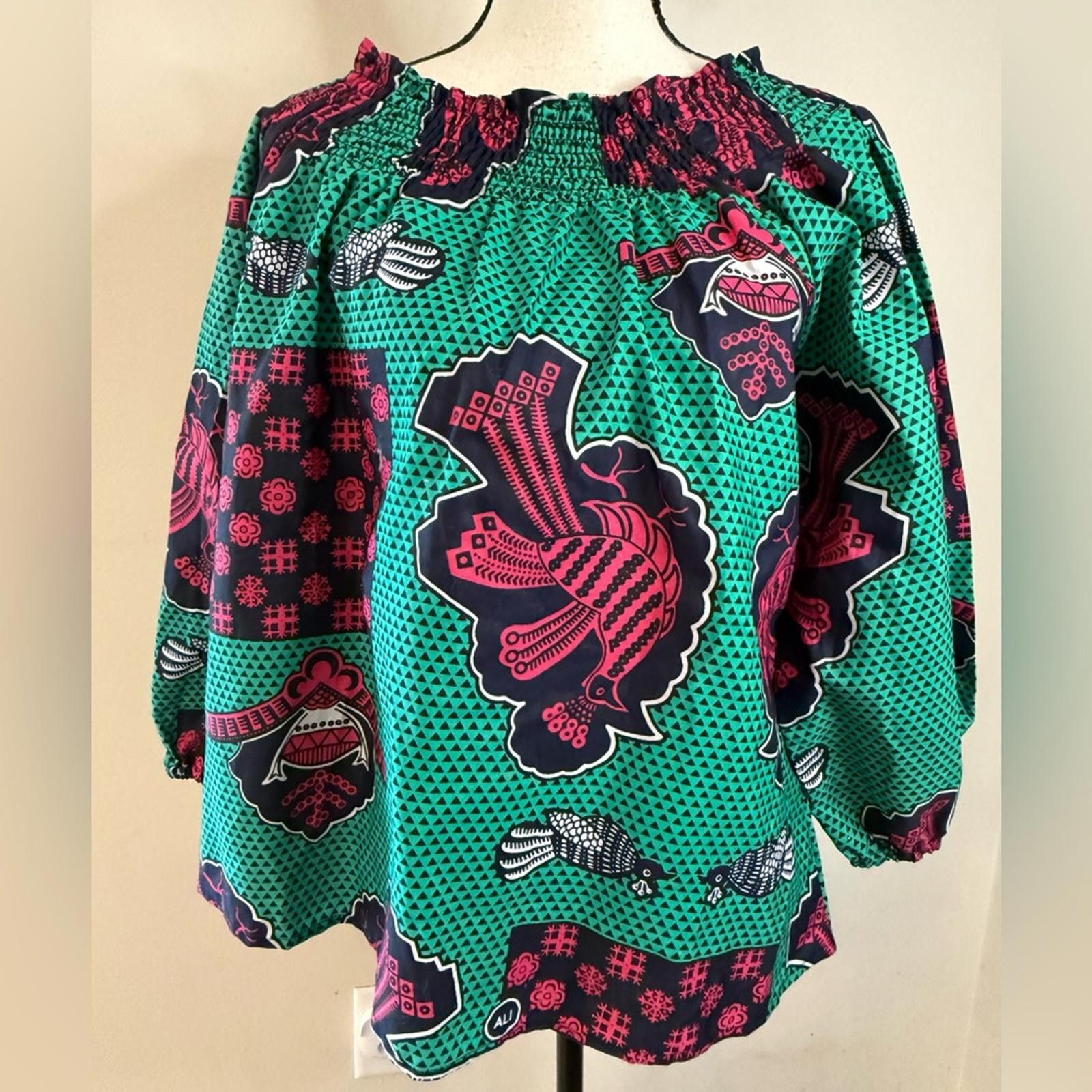 Other Handmade boho blouson top bird polka dot novelty print M/L Size M / US 6-8 / IT 42-44 - 1 Thumbnail