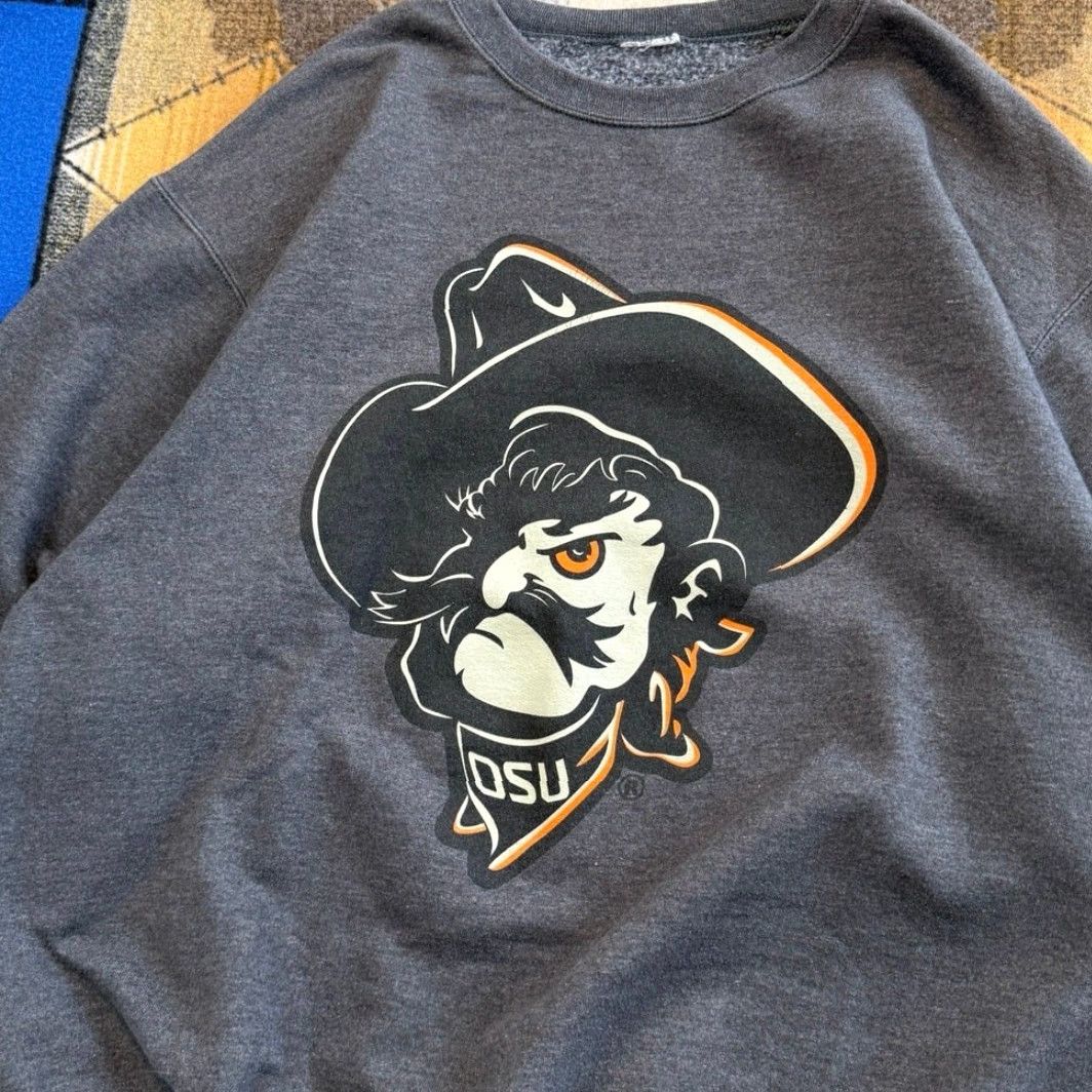 Vintage VINTAGE Oklahoma State University Cowboys Crewneck Sweatshirt XL Men Crew Neck Sweatshirt Gray Solid Y2K Sports College University Cowboys Mens XL Size US XL / EU 56 / 4 - 2 Thumbnail