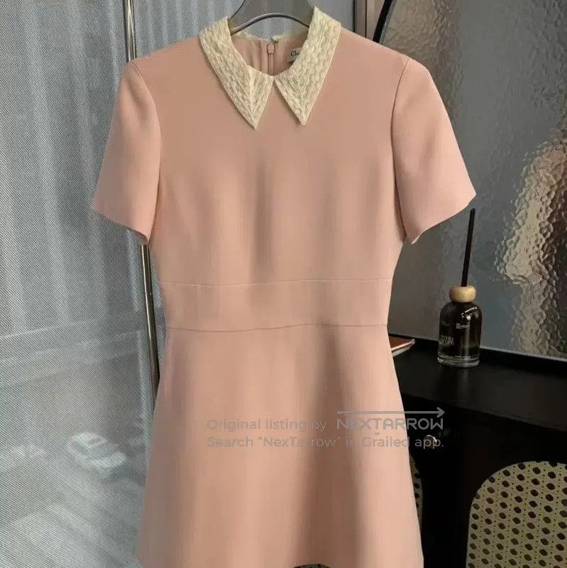 Dior Dior Pink Wool Dress with Lace Collar . Size M / US 6-8 / IT 42-44 - 1 Thumbnail