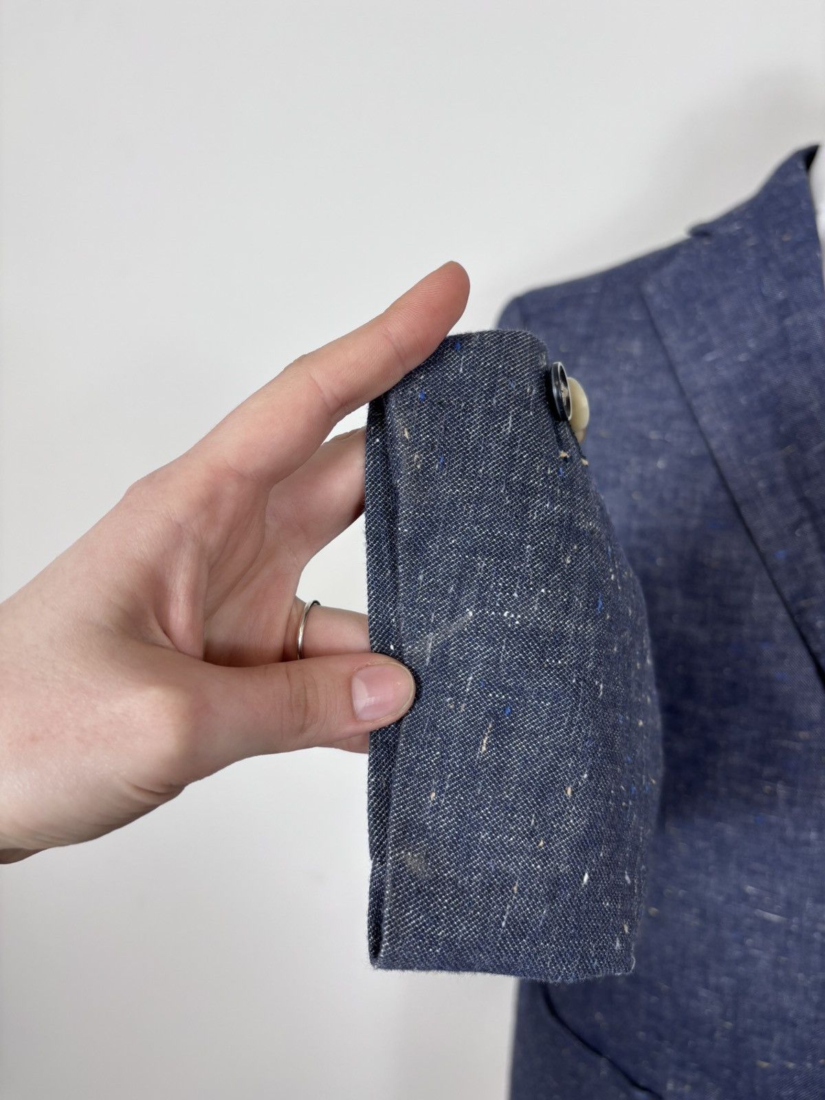 Other Gutteridge Men’s Blue Cotton Linen Silk Blazer Jacket Coat Size 42R - 11 Thumbnail