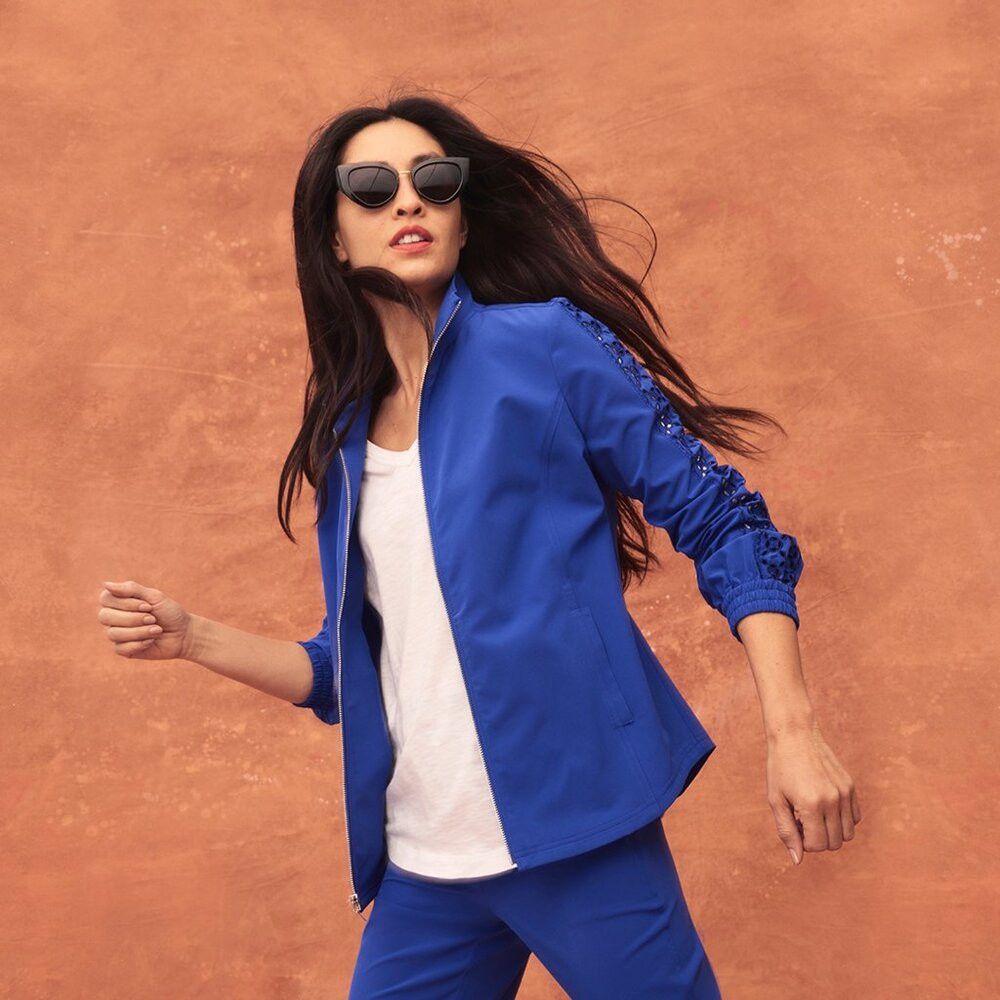 Chicos Chico's Neema Cutwork Rich Cobalt Jacket Size 3 US XL Size XL / US 12-14 / IT 48-50 - 2 Thumbnail