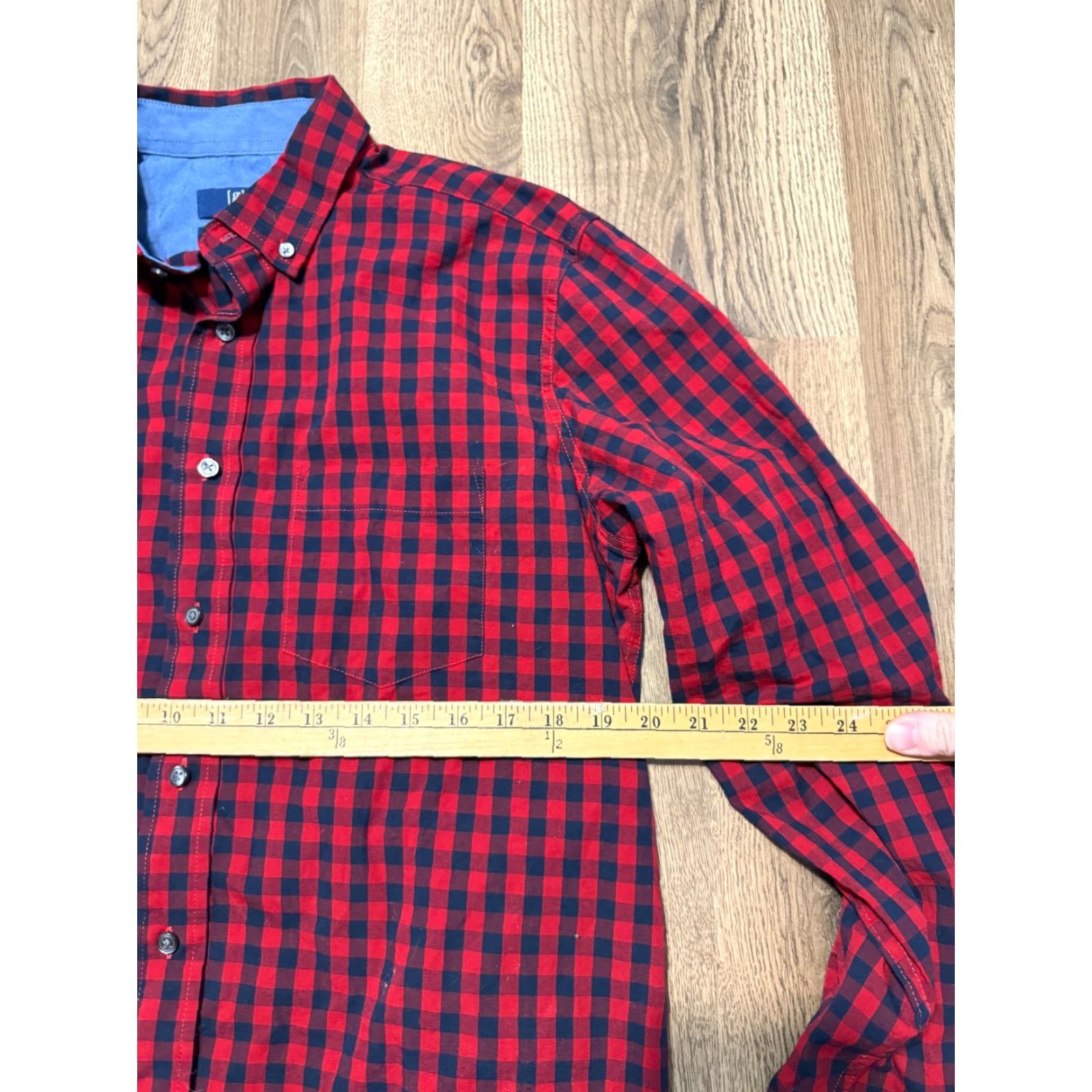 George George Shirt Men’s Medium Red Black Long Sleeve Button Up Shirt Classic Fit Size US M / EU 48-50 / 2 - 6 Thumbnail
