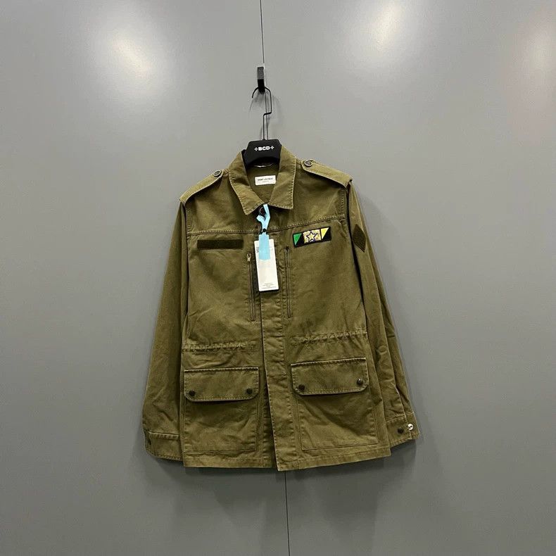 Yves Saint Laurent Saint LaurentArmy green embroidered logo jacket 2503-Nextar Size US M / EU 48-50 / 2 - 2 Thumbnail