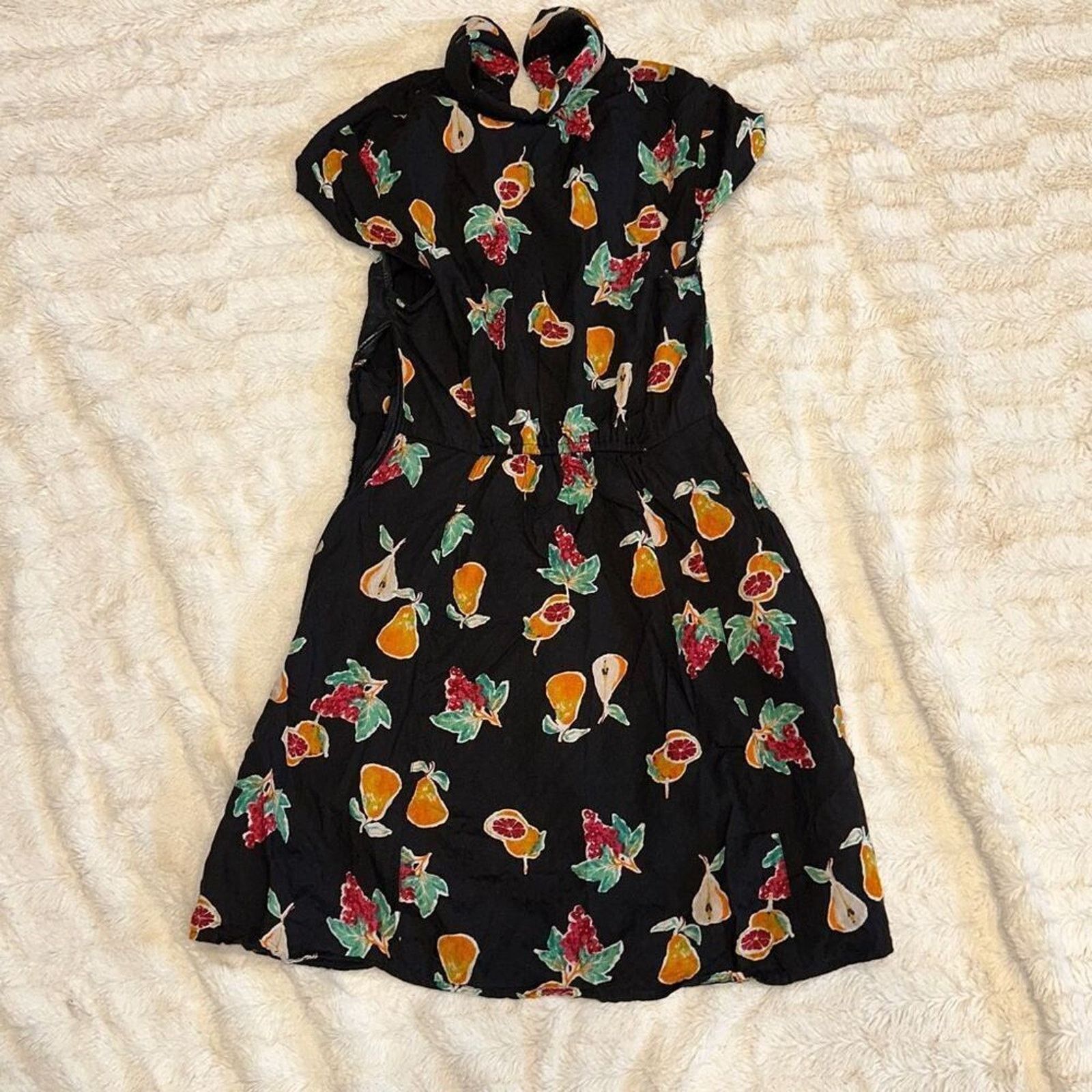 Urban Outfitters Urban Outfitters Fruits Print Black Collared Dress | Sz S Size S / US 4 / IT 40 - 7 Thumbnail