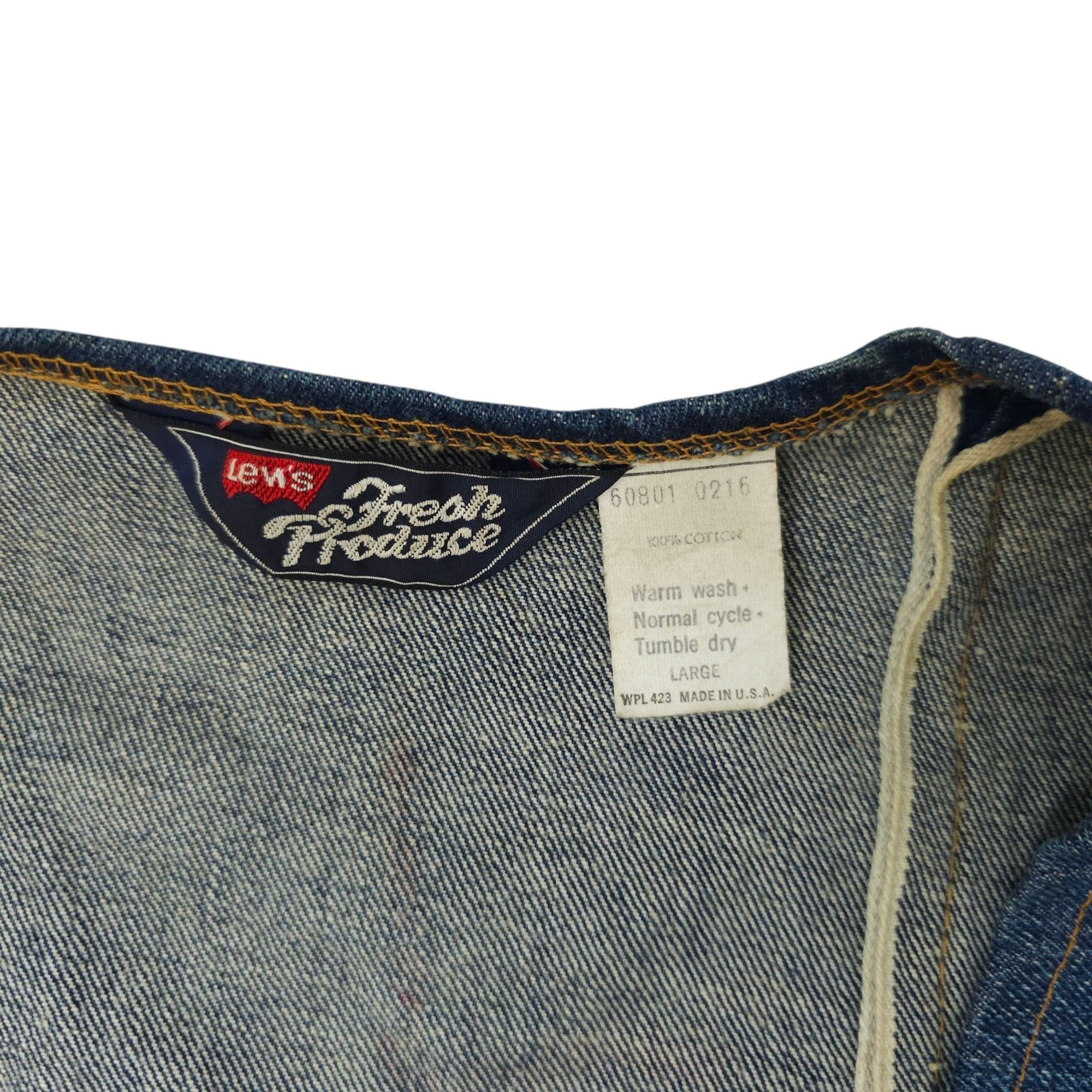 Levi's Levis Fresh Produce Patchwork Denim Vest L Buckle Back Vtg Size L / US 10 / IT 46 - 8 Thumbnail
