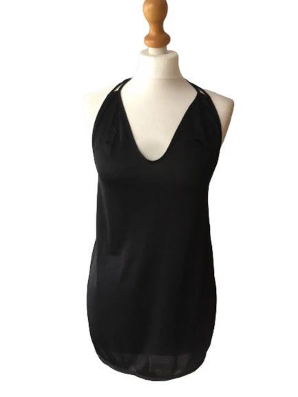 Other Vintage Y2K black Halterneck top Sexy Lolita Tie Up Size M / US 6-8 / IT 42-44 - 2 Thumbnail