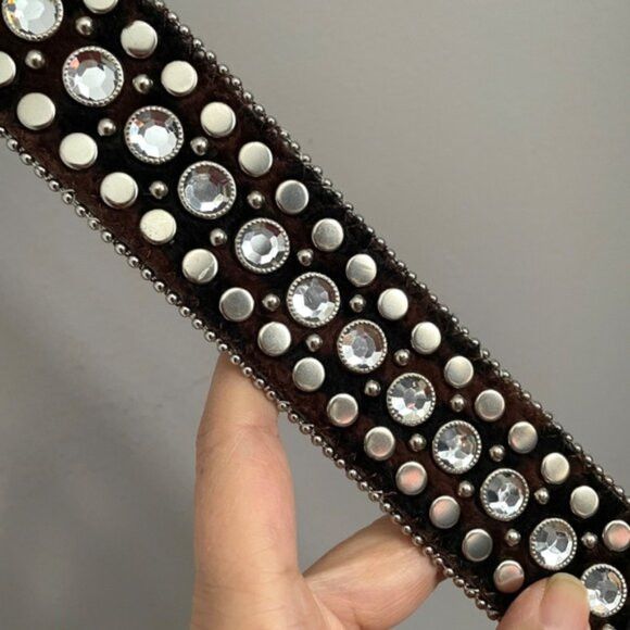 Other Animal Print Faux Fur Studded Rhinestone Belt - Large Size ONE SIZE - 4 Thumbnail