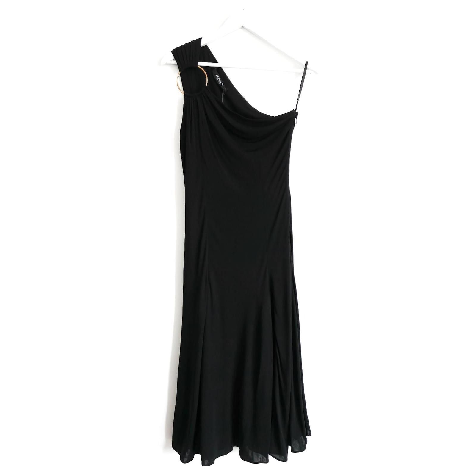 Versace Versace One Shoulder Hoop Embellished Black Dress Size M / US 6-8 / IT 42-44 - 2 Thumbnail