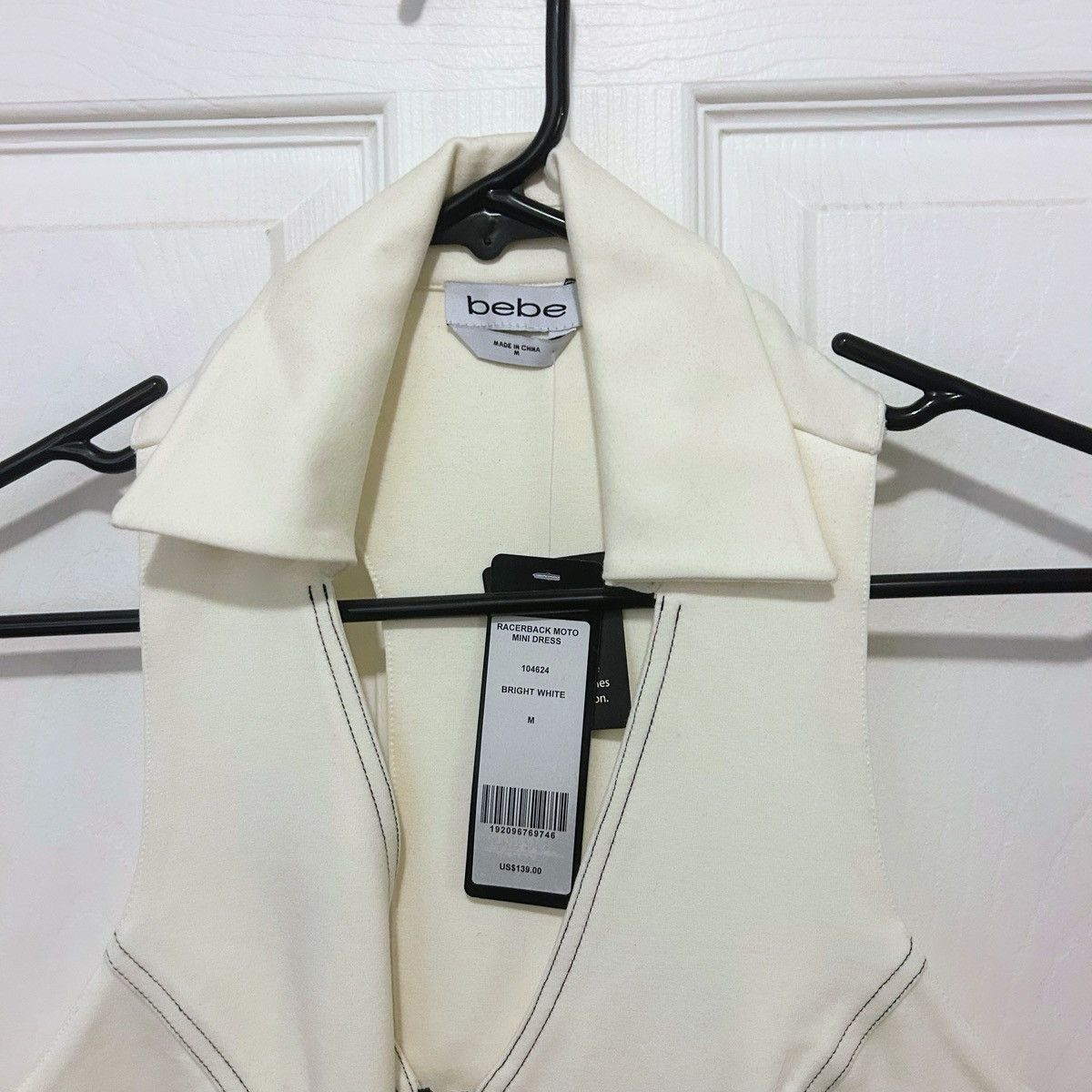 Bebe Bebe White Racerback Moto Mini Dress Medium M BNWT Size M / US 6-8 / IT 42-44 - 6 Thumbnail