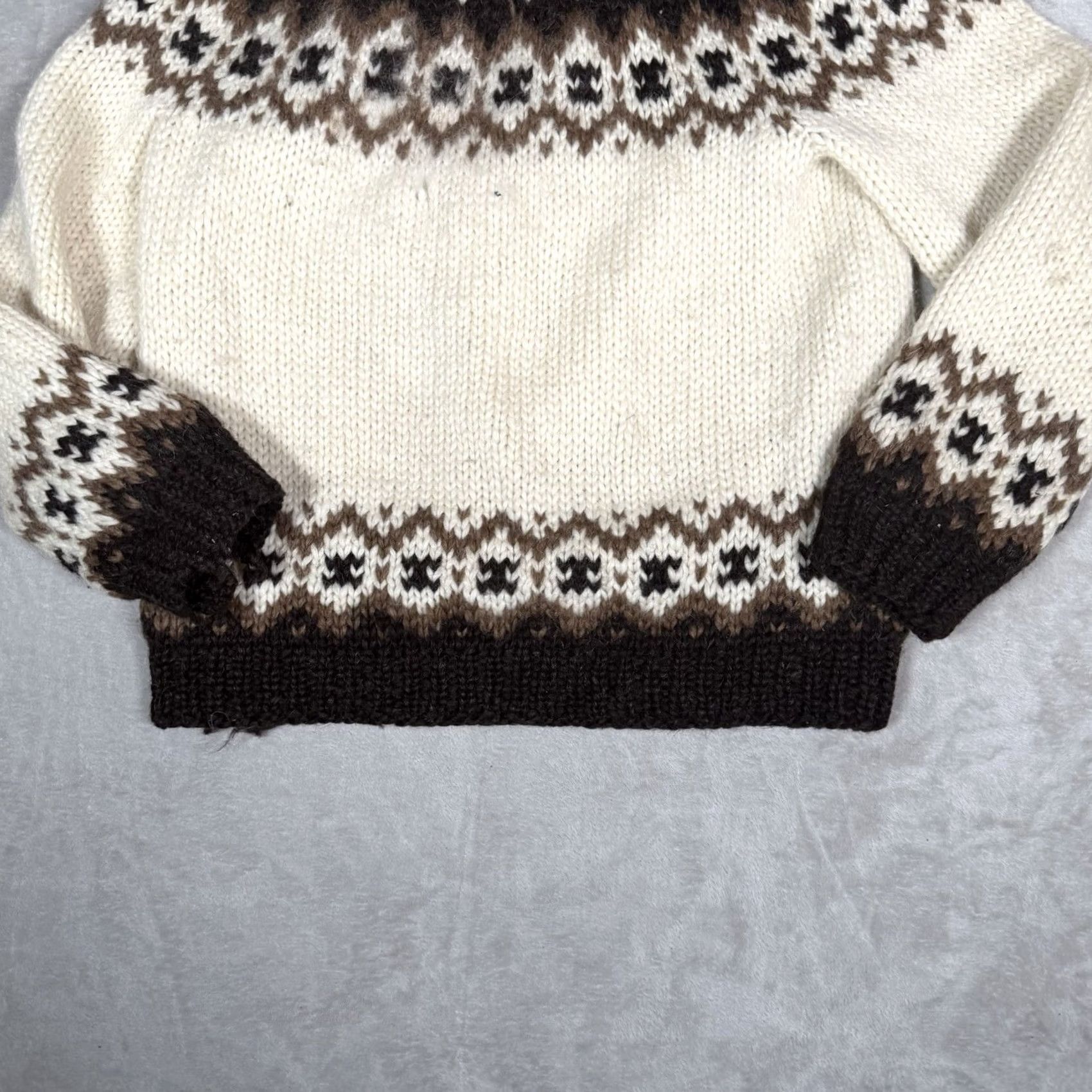 Vintage VINTAGE Hilda Ltd Sweater Mens Medium Beige Fair Isle Pattern Pure Wool Jumper Size US M / EU 48-50 / 2 - 3 Thumbnail