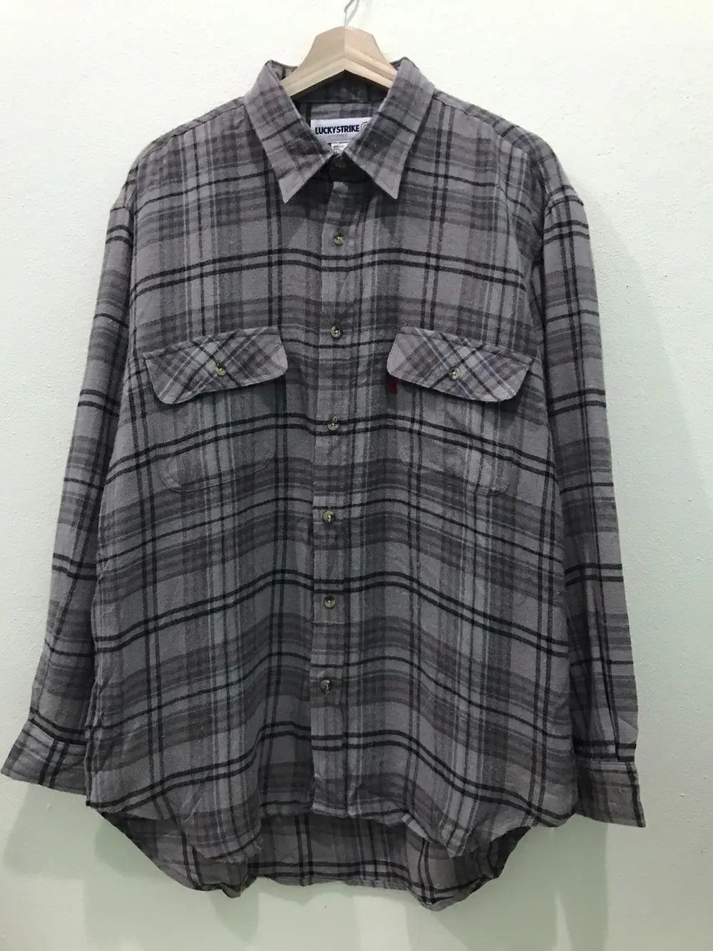 Flannel Vintage Lucky Strike Racing Plaid Tartan Flannel Shirt Size US M / EU 48-50 / 2 - 2 Thumbnail
