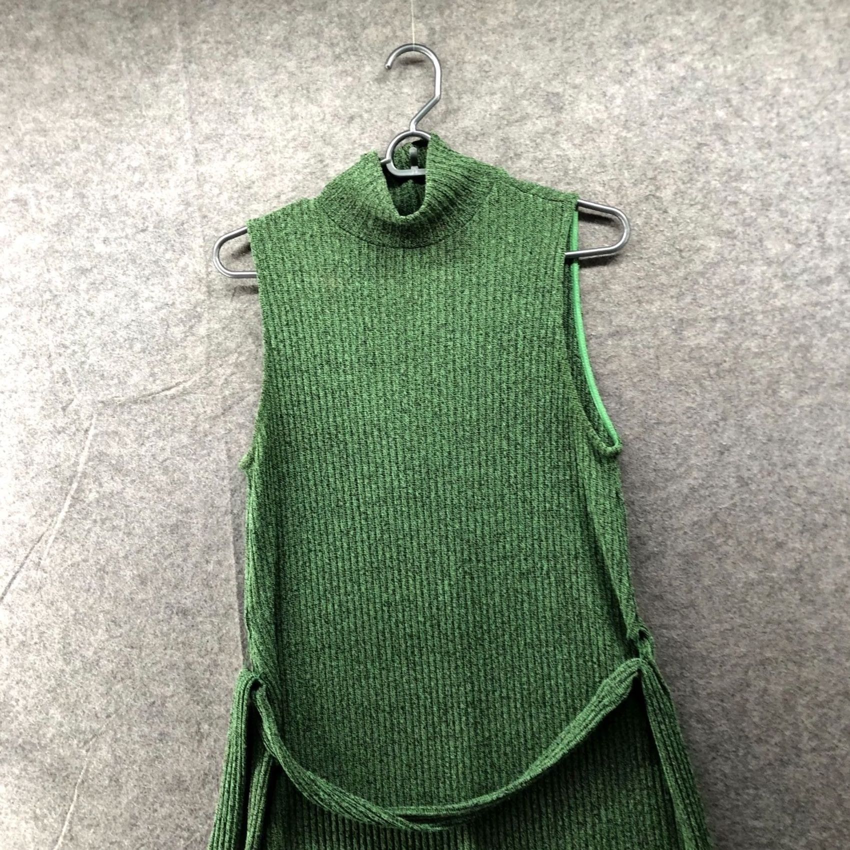 Asos ASOS Knit Sleeveless Mock Neck Sweater Dress Womens 8 Green Side Slit Tie Waist Size M / US 6-8 / IT 42-44 - 3 Thumbnail