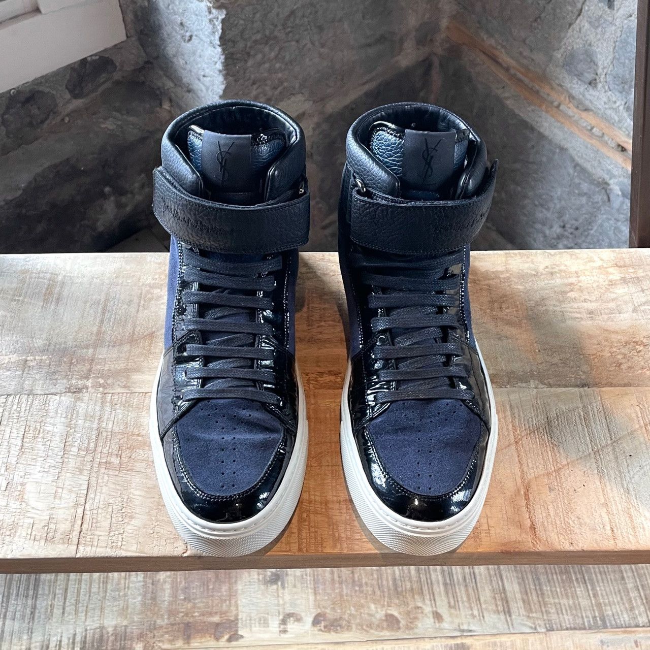 Yves Saint Laurent Yves Saint-Laurent Navy Malibu High-top Sneakers Size US 8 / EU 41 - 2 Thumbnail