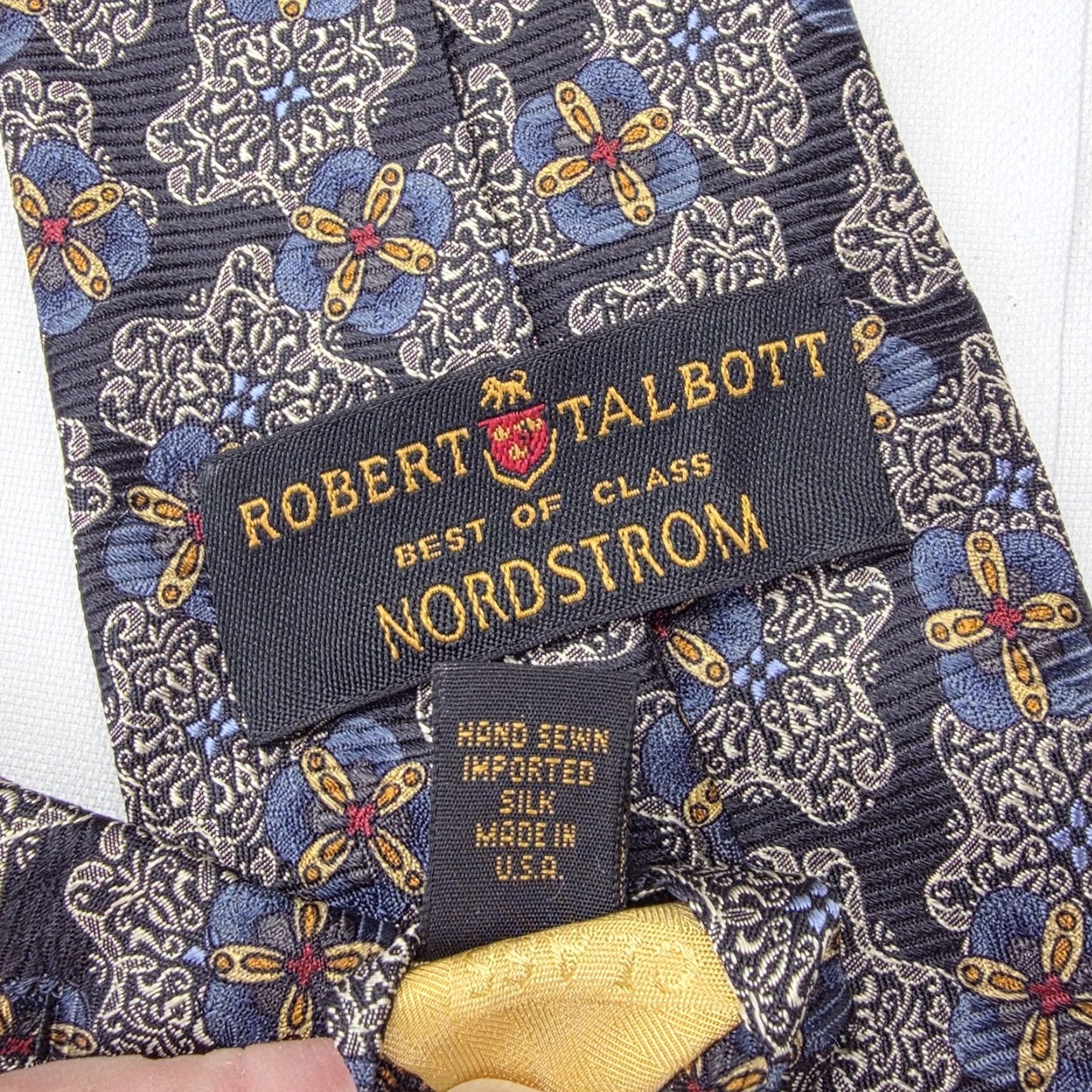 Robert Talbott Robert Talbott Necktie Geometric Blue 100% Silk Designer Best of Class USA Tie Men 56" x 3.75" Classical Ribbed Abstract Preppy Colorful Dad Mens Size ONE SIZE - 5 Thumbnail