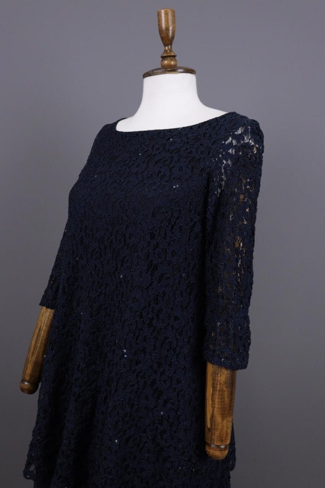 Designer Claudie Pierlot Blue Floral Mesh Evening Midi Dress Size 38 Size M / US 6-8 / IT 42-44 - 9 Thumbnail
