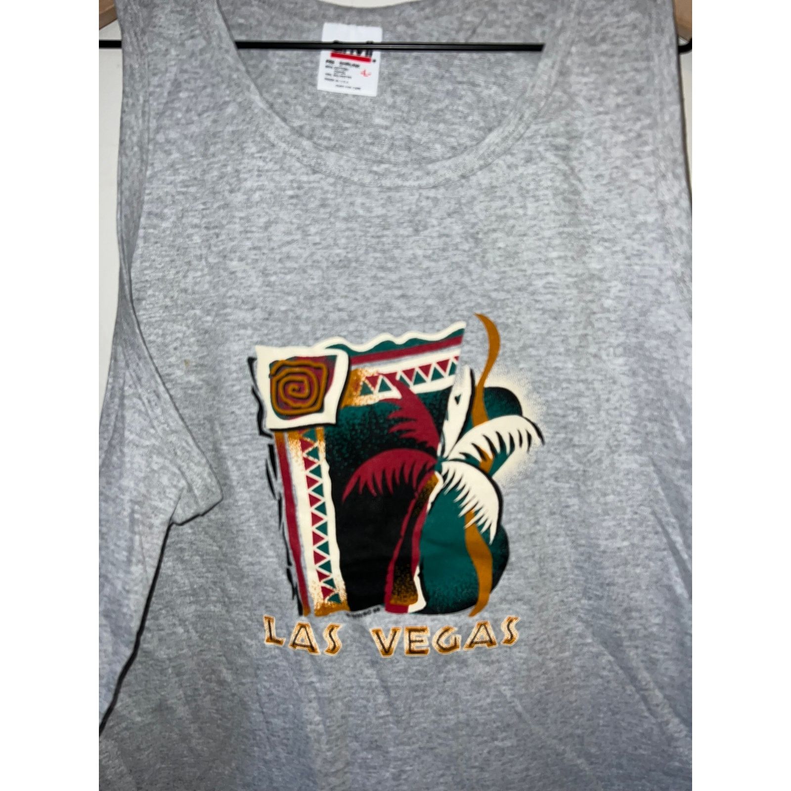 Anvil Vintage Las Vegas Shirt Palm Trees Gray Tank Tee VTG 90s L Size US L / EU 52-54 / 3 - 2 Thumbnail