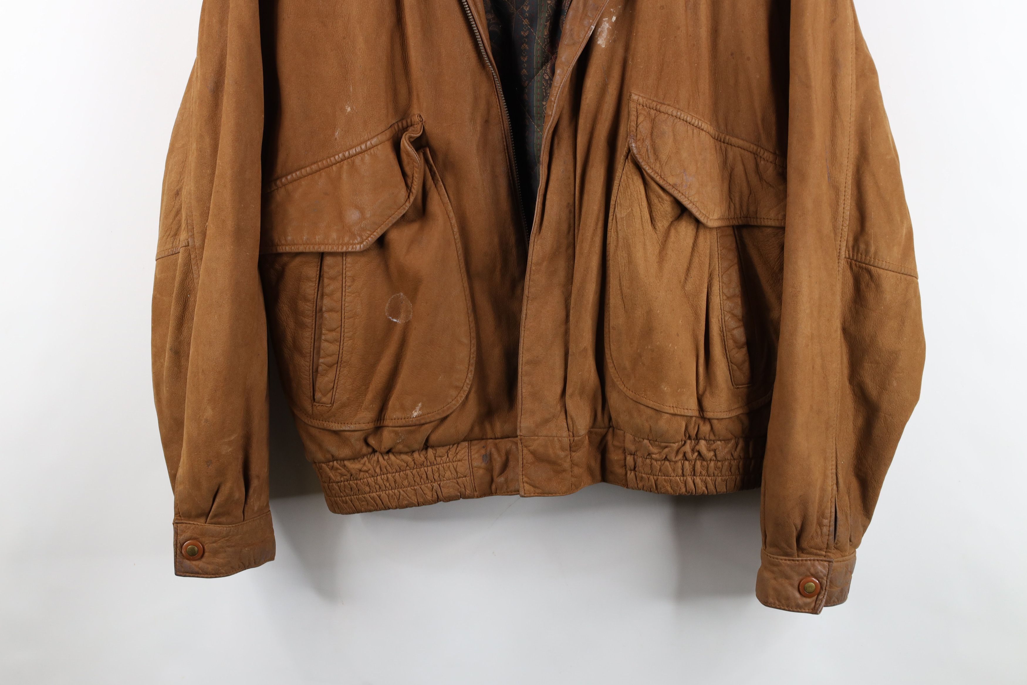 Vintage AS IS Vintage 90s Streetwear Suede Leather Bomber Jacket Size US L / EU 52-54 / 3 - 3 Thumbnail