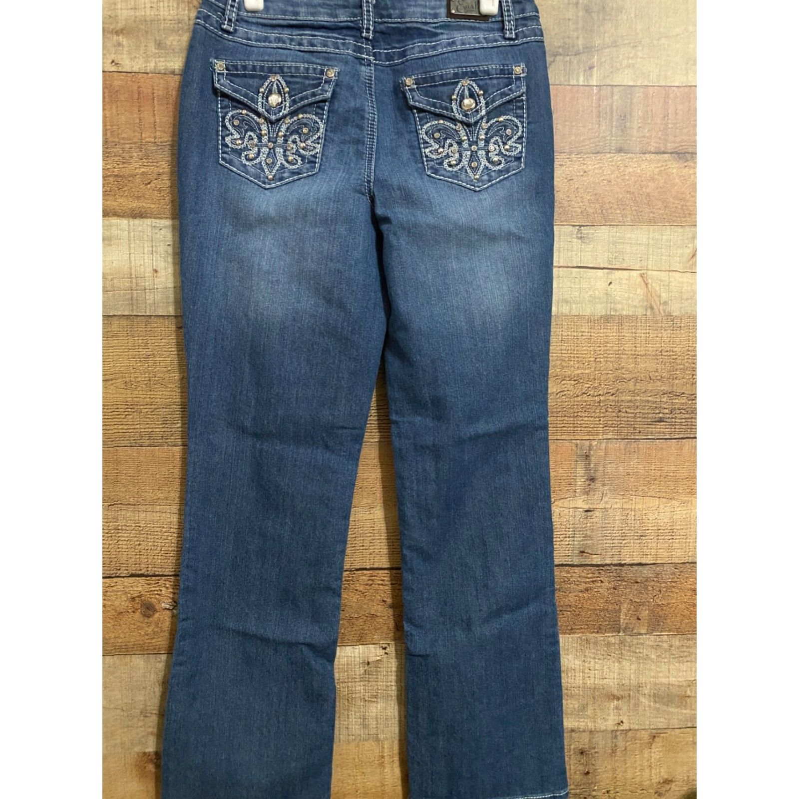 Vintage Earl Jean Womens Slim Boot Cut Jeans Embellished Flap Pockets Size 6 Size 28" / US 6 / IT 42 - 3 Thumbnail