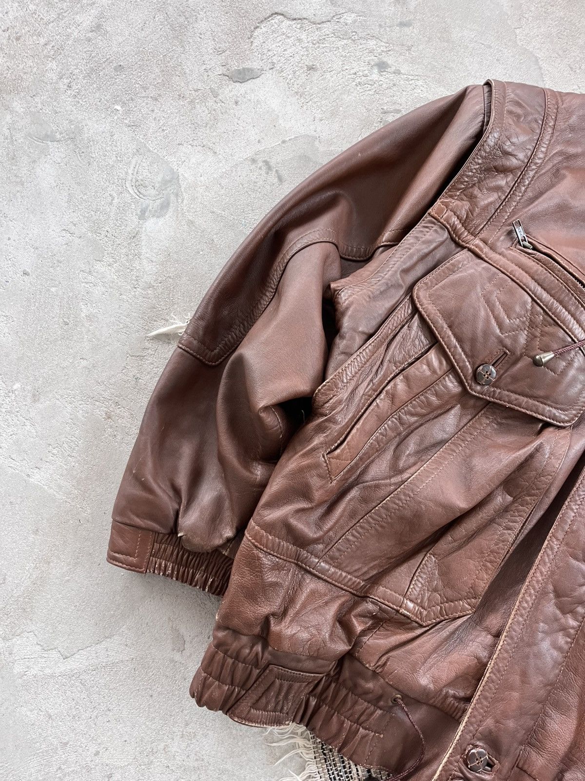 Genuine Leather Vintage Brown Leather Biker Bomber Jacket Avantgarde Y2K Size US L / EU 52-54 / 3 - 5 Thumbnail
