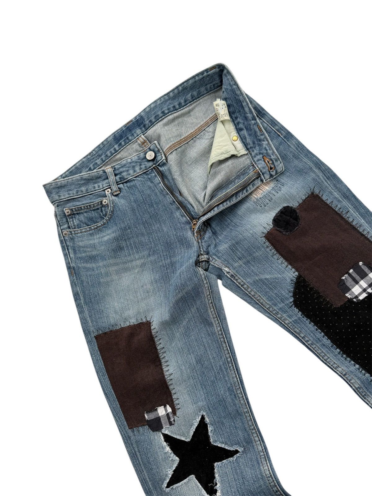 Hysteric Glamour E HYPHEN WORLD GALLERY PATCHWORK STYLE JEANS Size 31" - 4 Thumbnail
