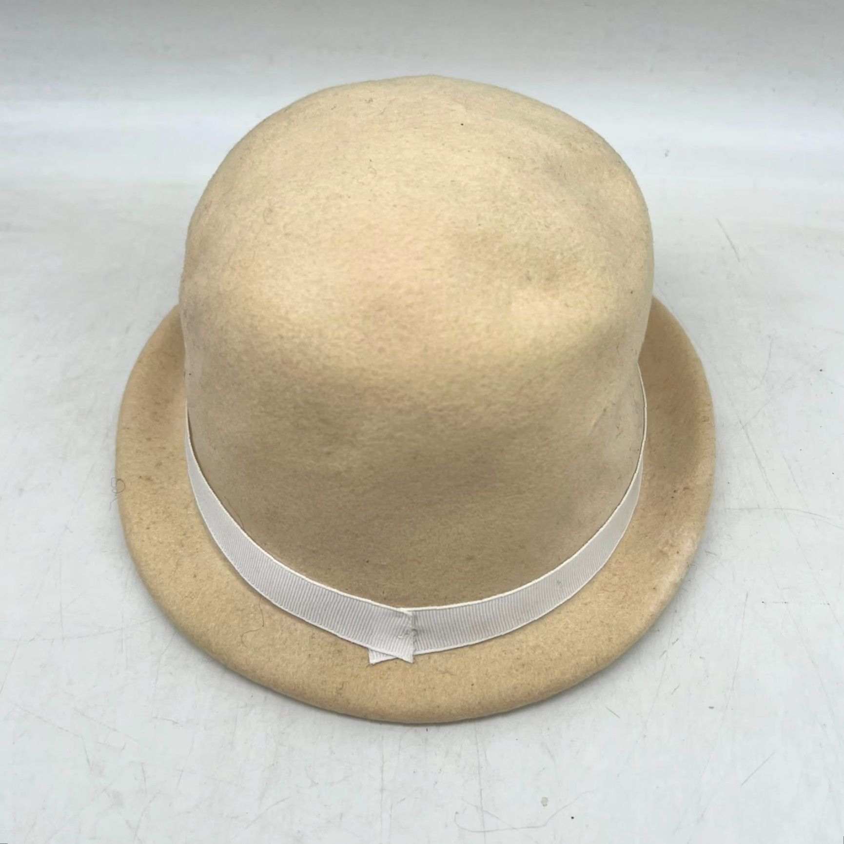 Vintage VINTAGE Keen's Bowler Hat Womens M Ivory Wool Felt Equestrian Fall Winter Spring 90s Size ONE SIZE - 4 Thumbnail