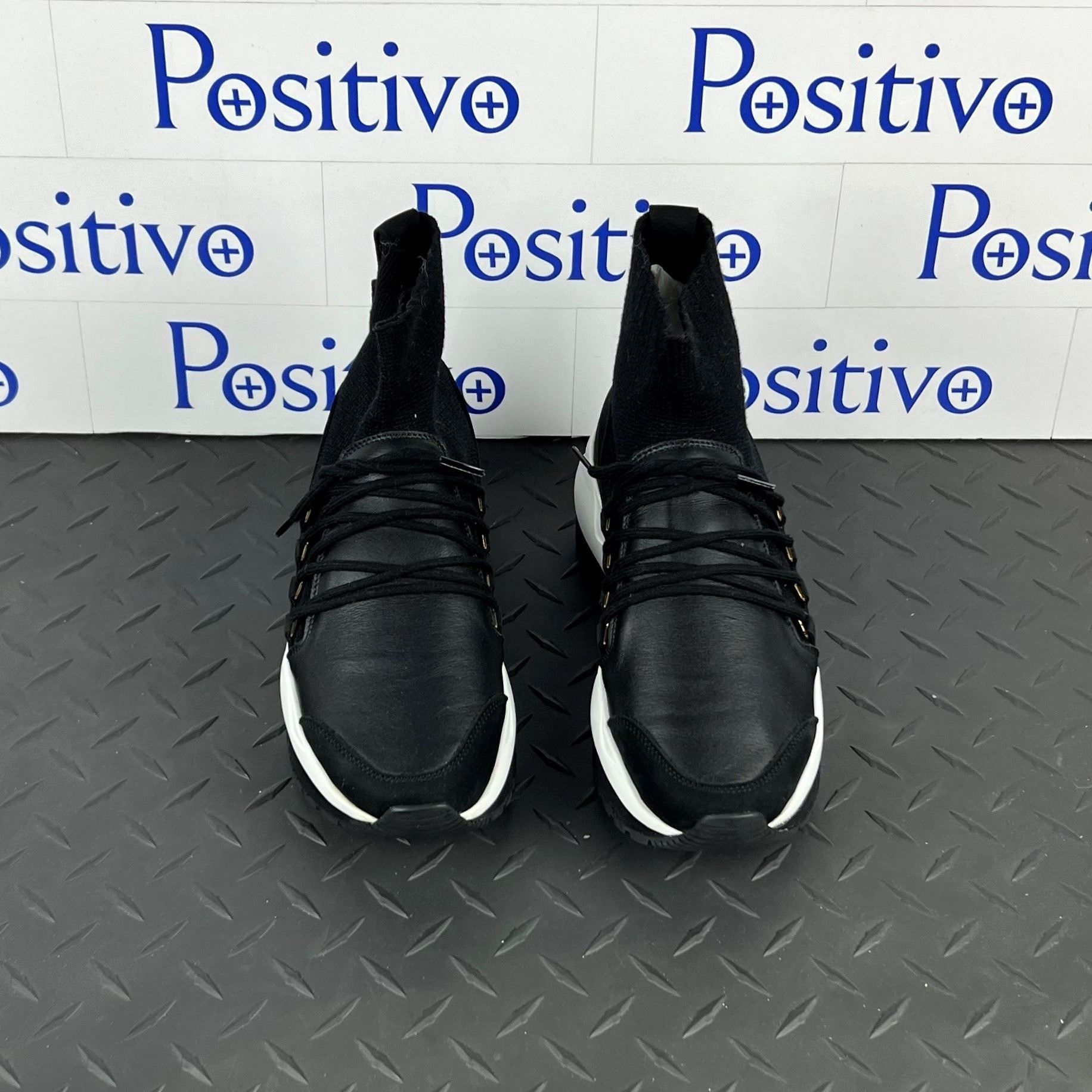 Buscemi Buscemi Run1 Sock Wedge Black Leather Sneakers US 7 Sample Size US 7 / IT 37 - 3 Thumbnail